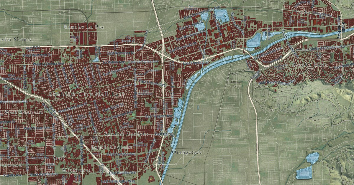 Map of Anaheim, California in 2026