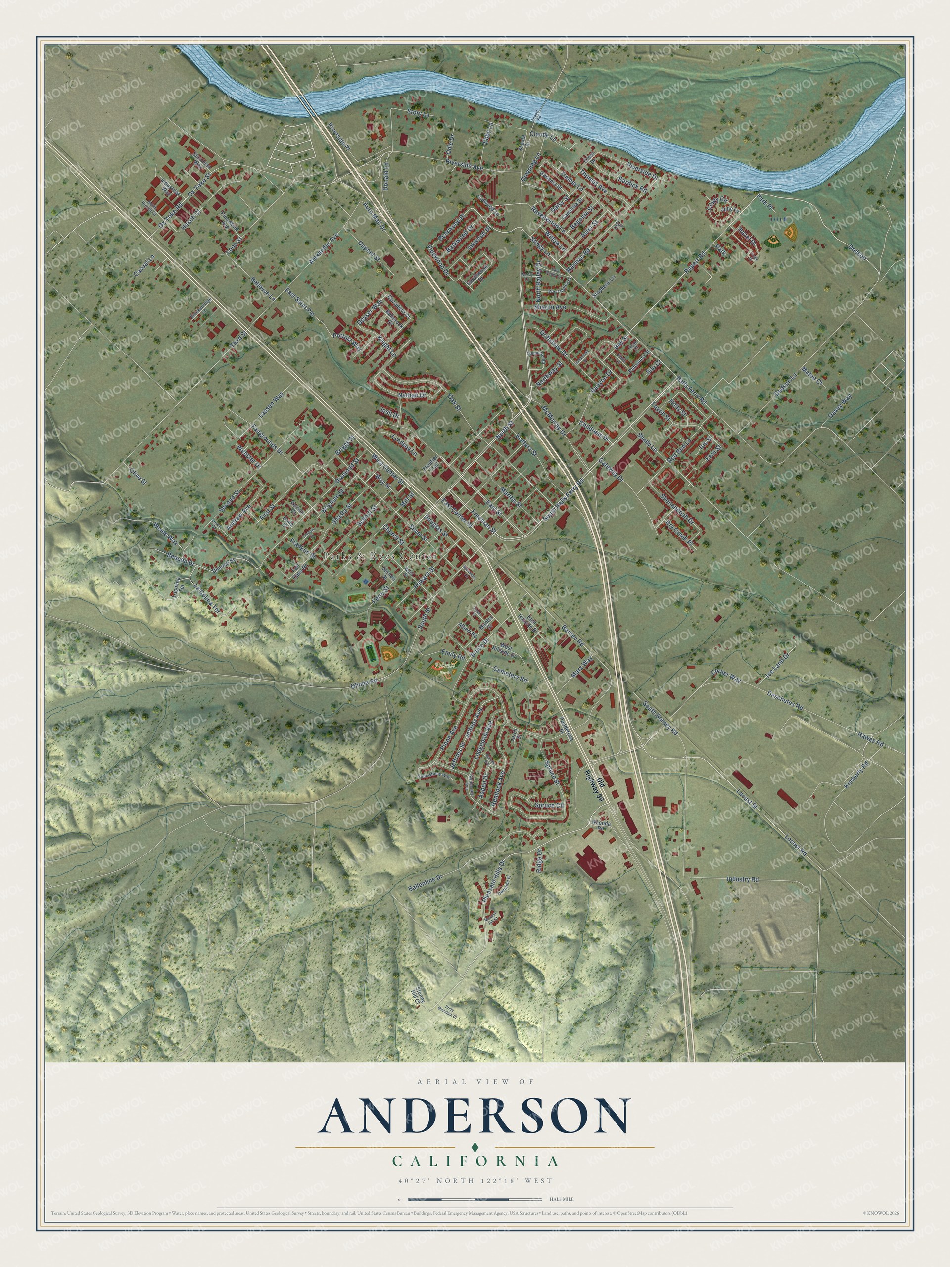 Watermarked full-map preview of Anderson, California