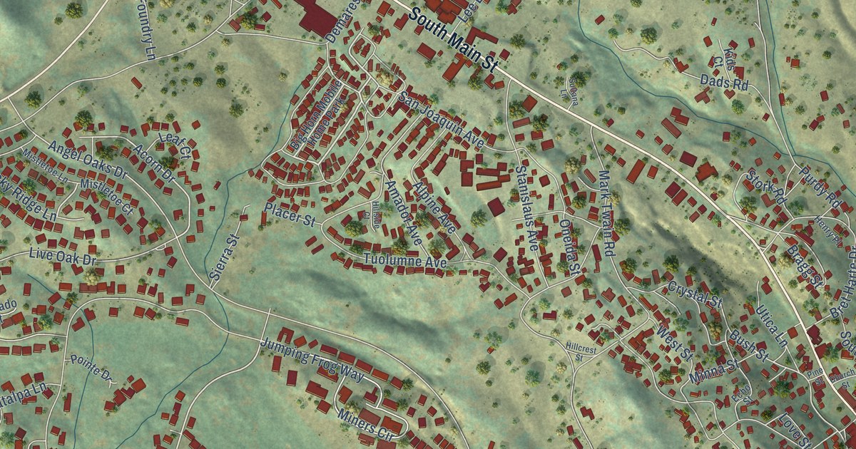 Map of Angels Camp, California in 2026