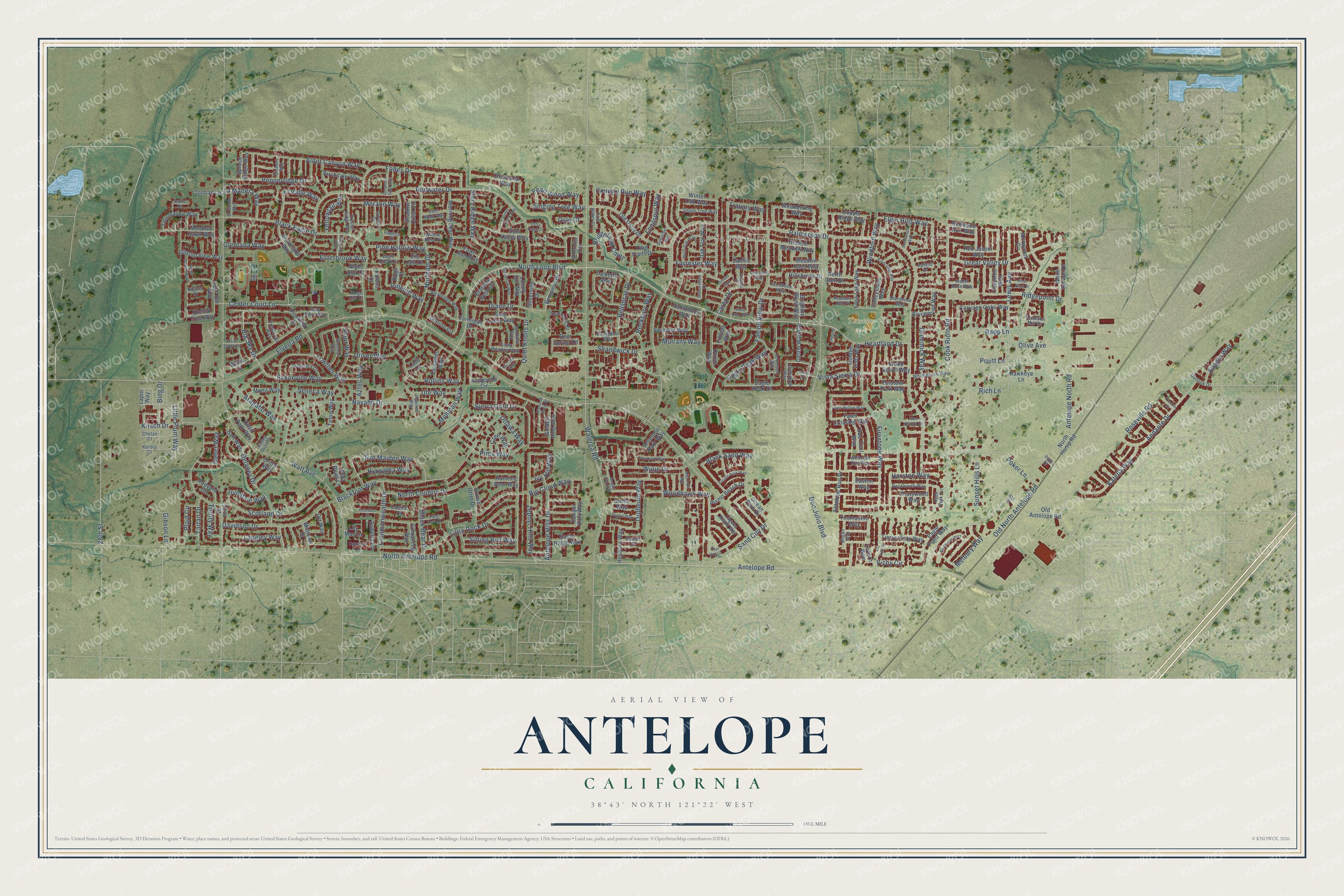 Watermarked full-map preview of Antelope, California