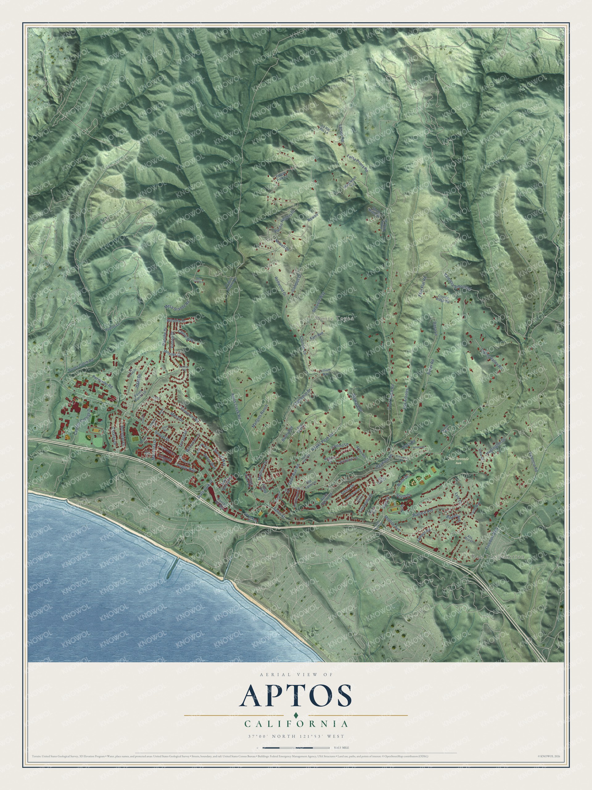 Watermarked full-map preview of Aptos, California