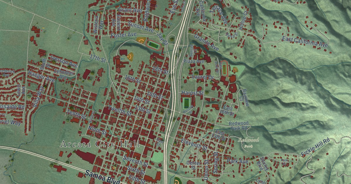 Map of Arcata, California in 2026