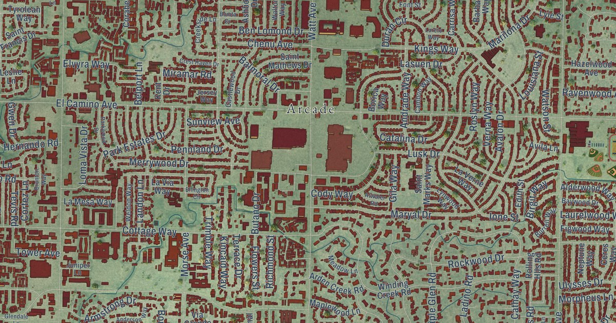 Map of Arden-Arcade, California in 2026