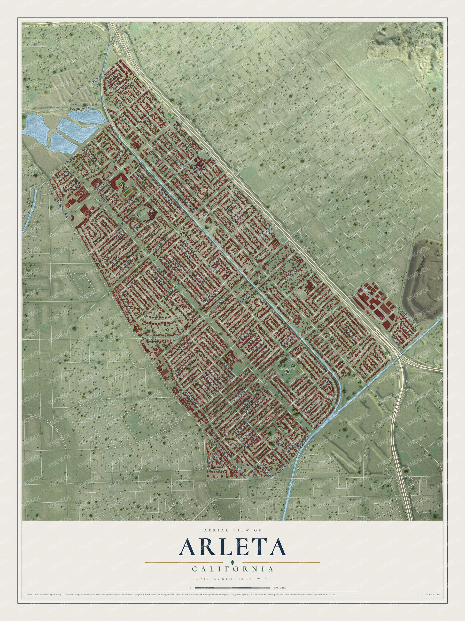 Watermarked full-map preview of Arleta, California