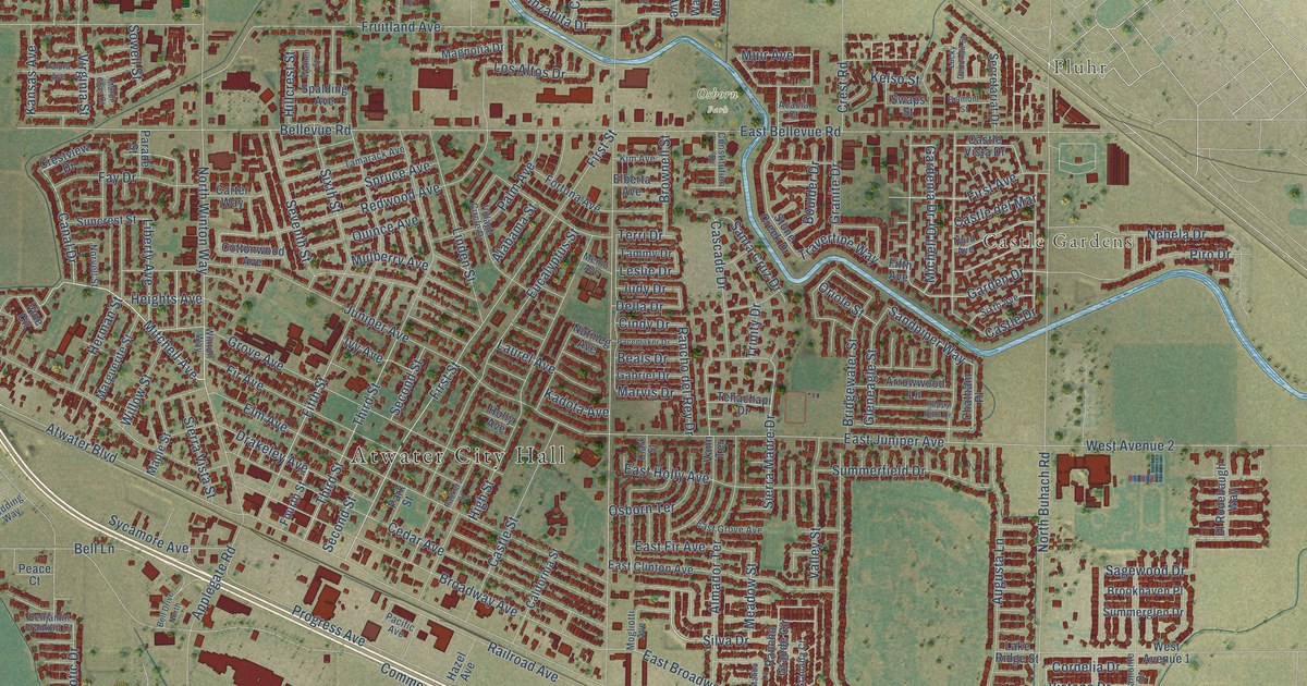Map of Atwater, California in 2026