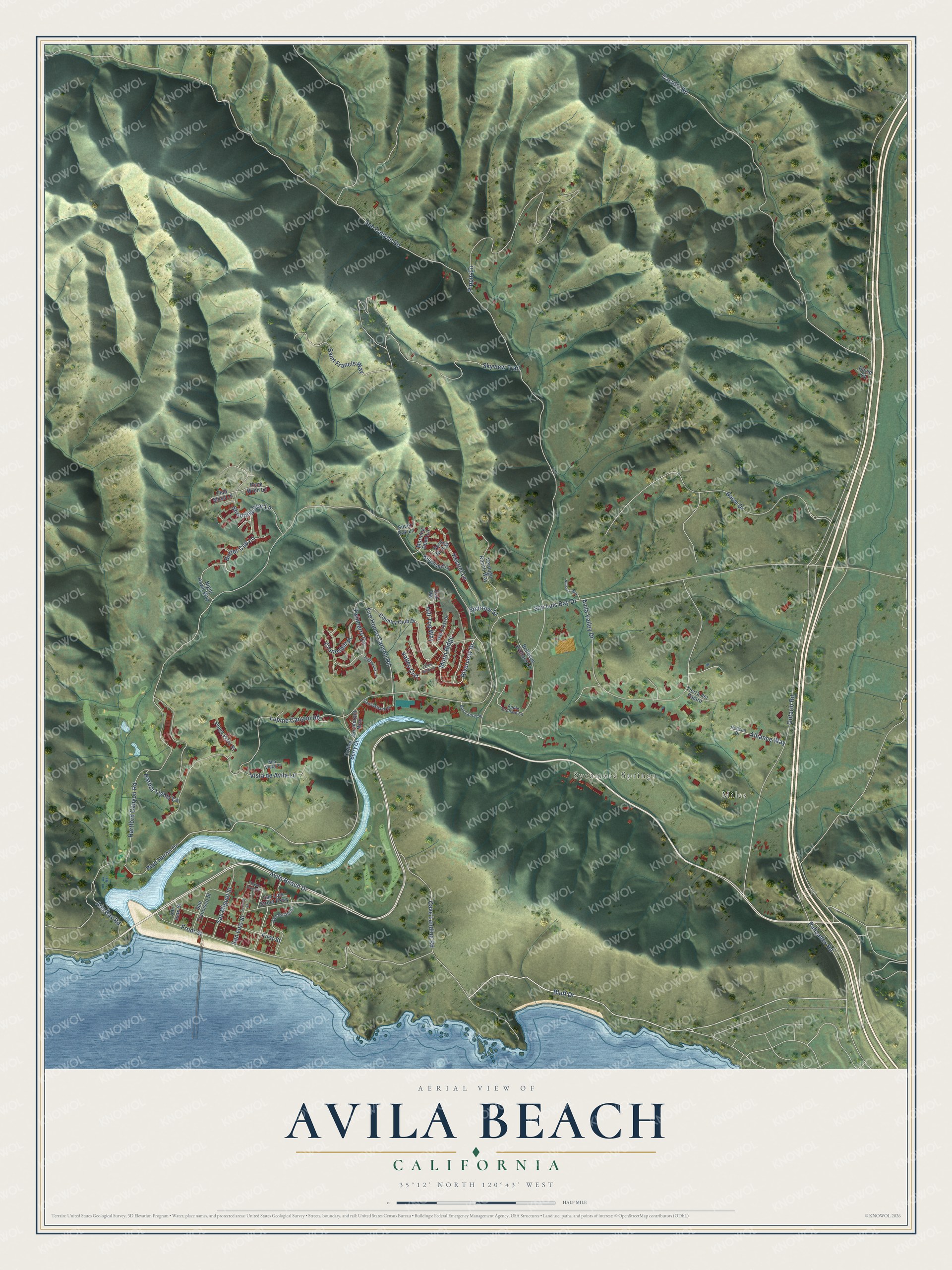 Watermarked full-map preview of Avila Beach, California