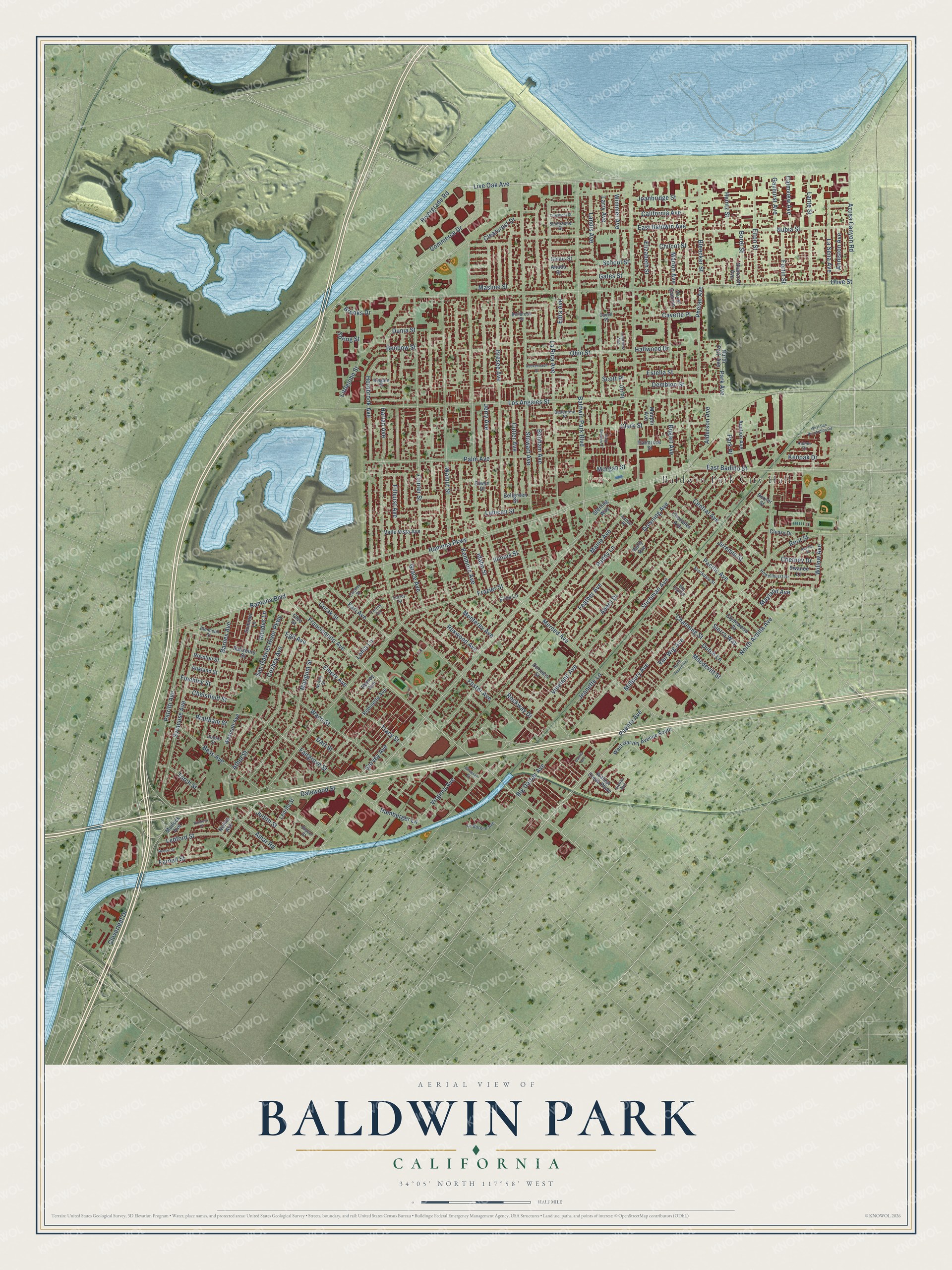 Watermarked full-map preview of Baldwin Park, California