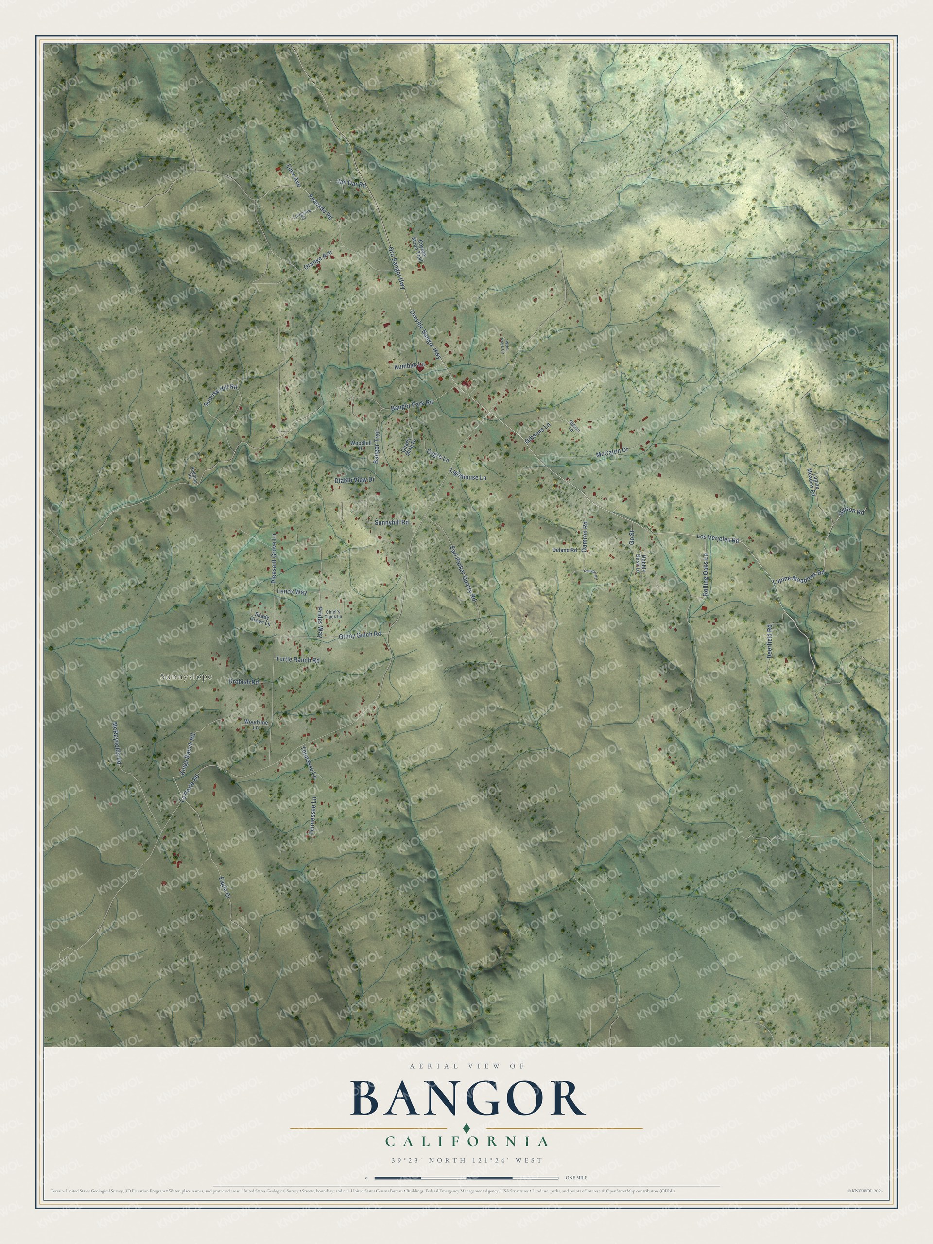 Watermarked full-map preview of Bangor, California