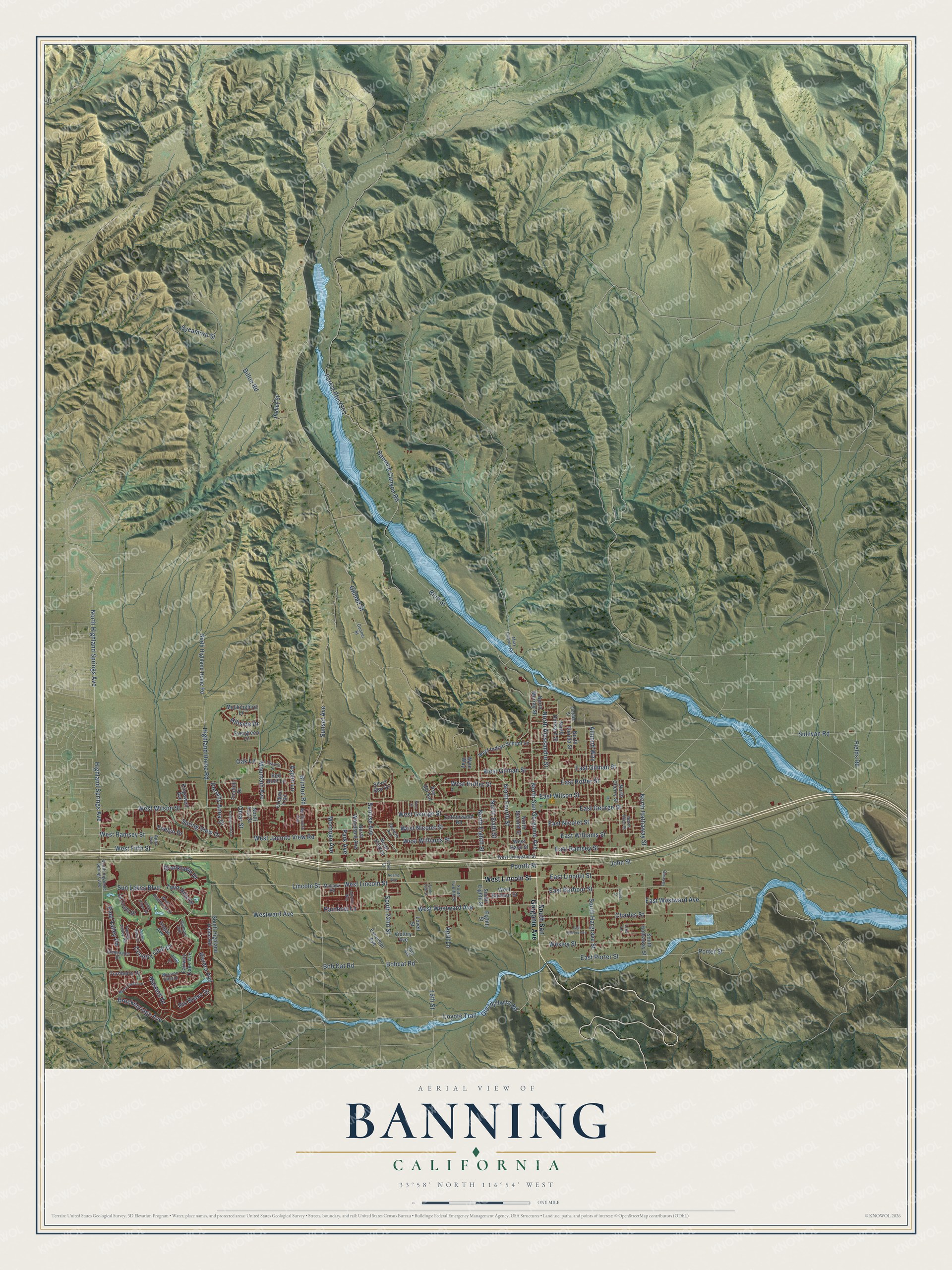 Watermarked full-map preview of Banning, California