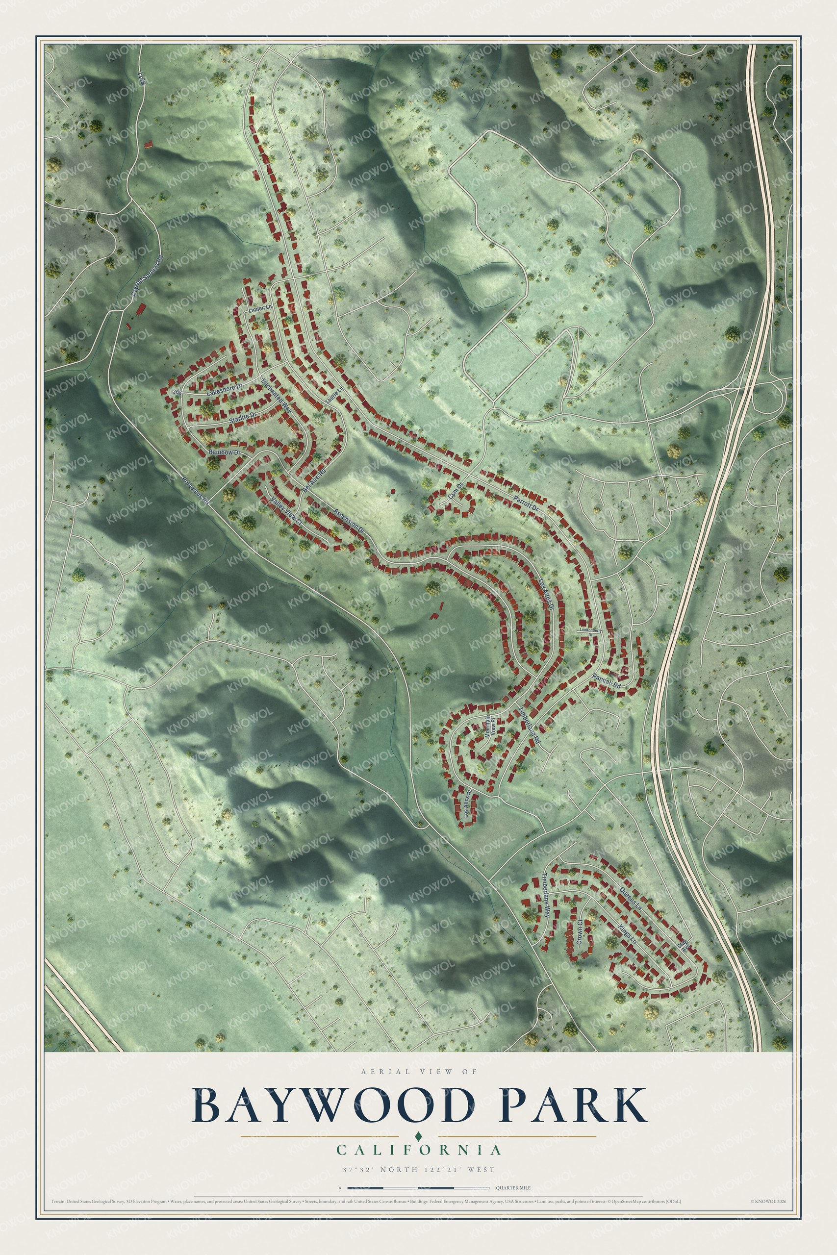 Watermarked full-map preview of Baywood Park, California