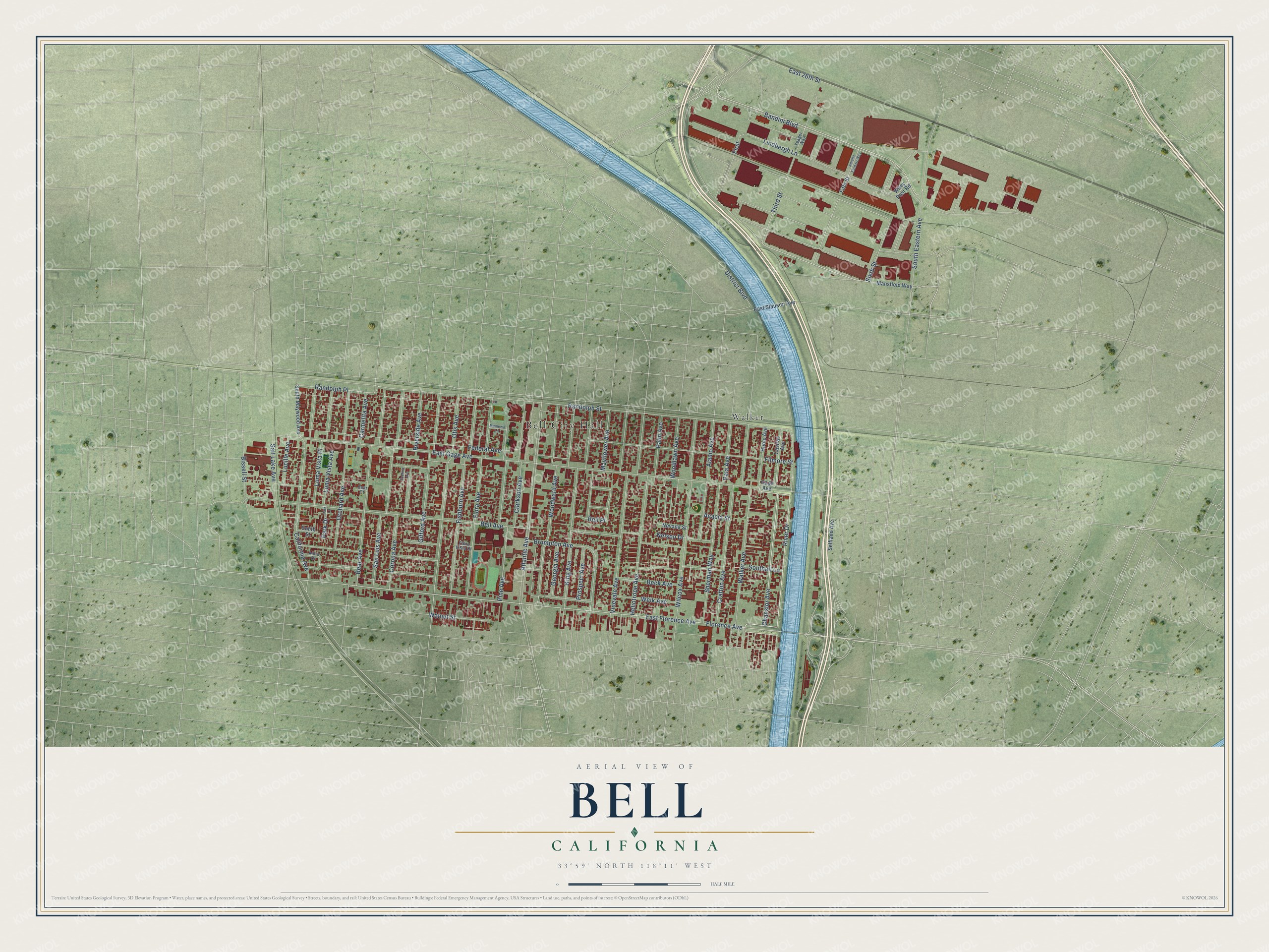 Watermarked full-map preview of Bell, California