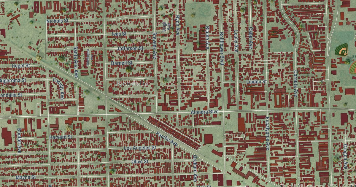 Map of Bellflower, California in 2026