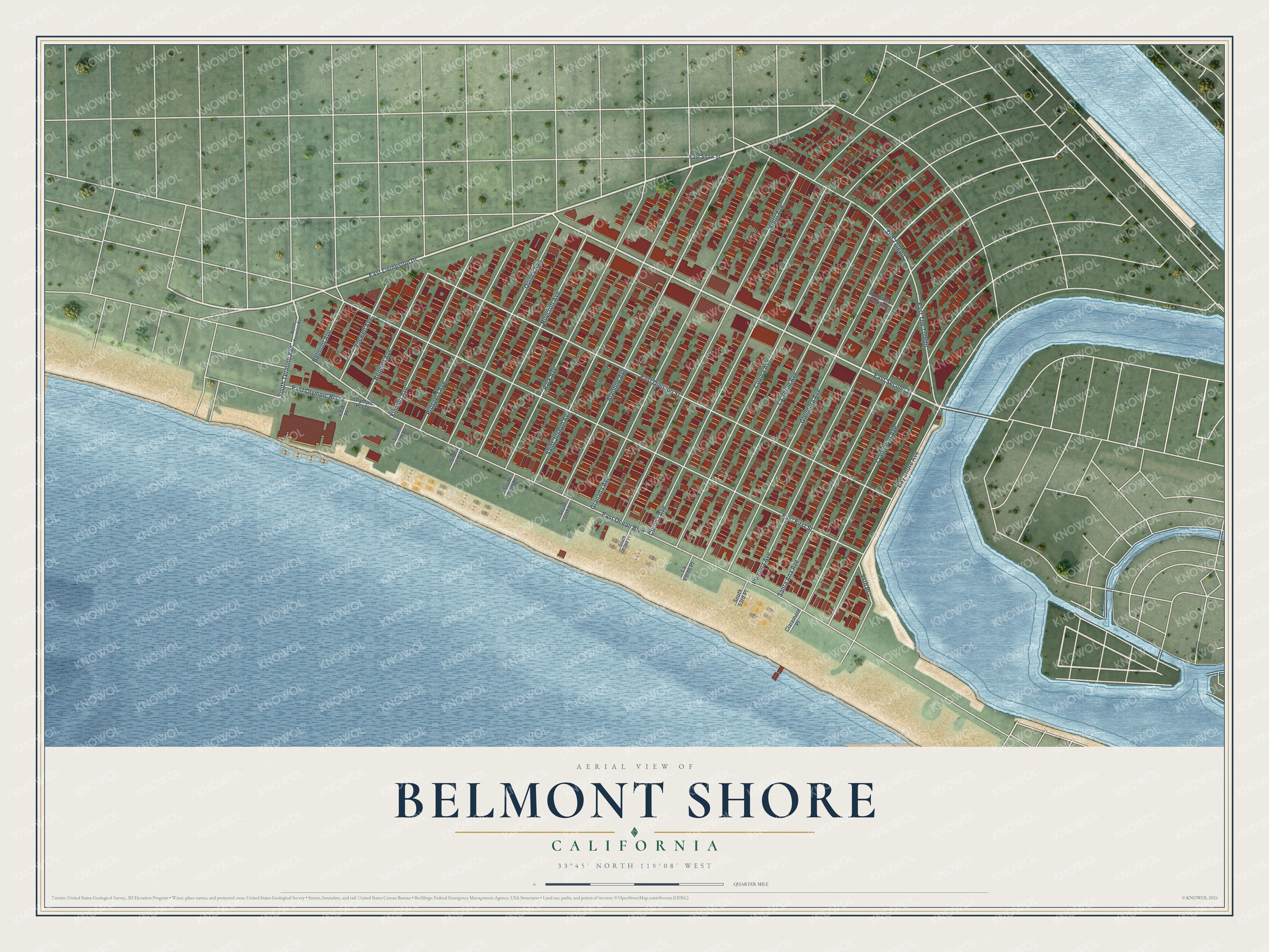 Watermarked full-map preview of Belmont Shore, California