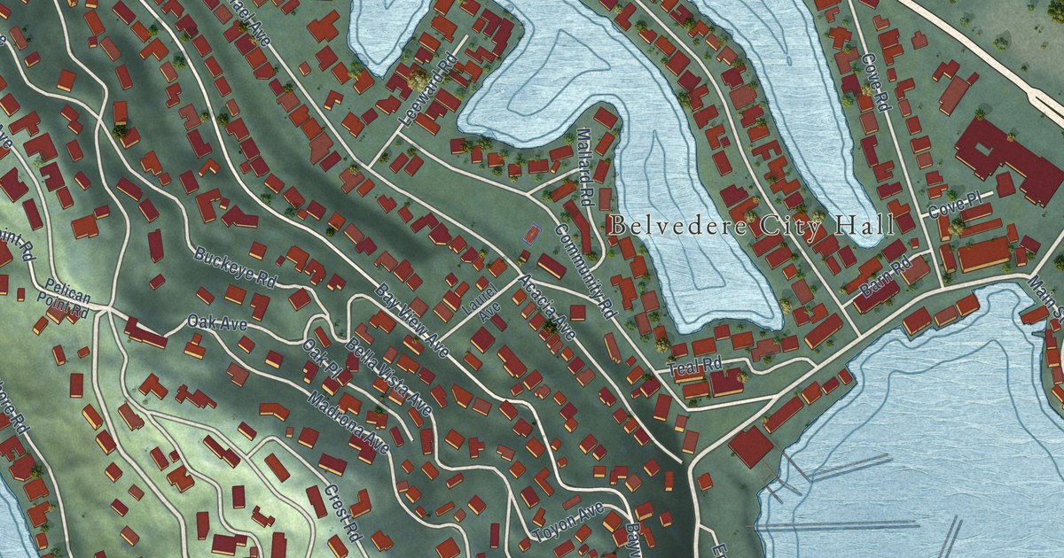 Map of Belvedere, California in 2026