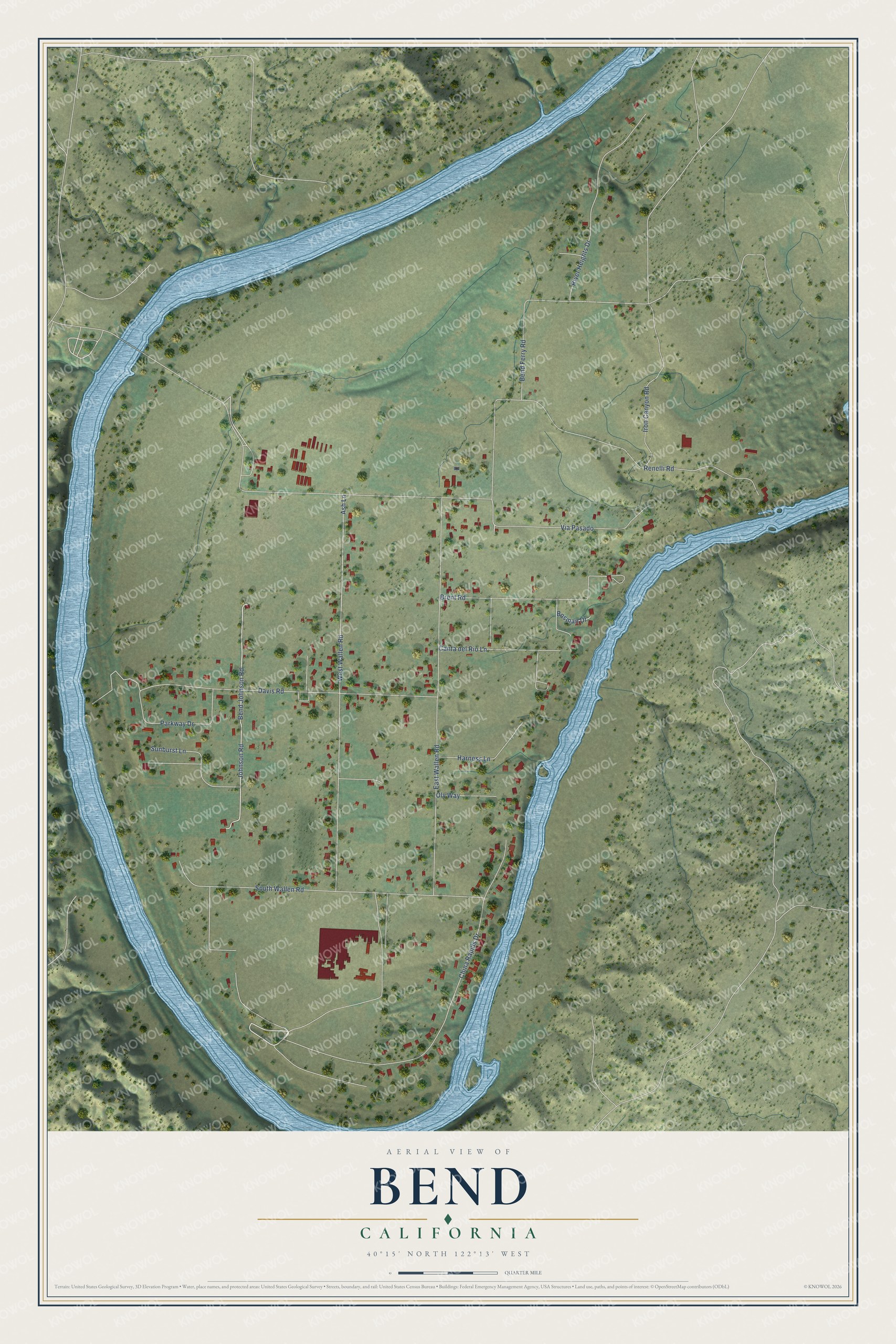 Watermarked full-map preview of Bend, California