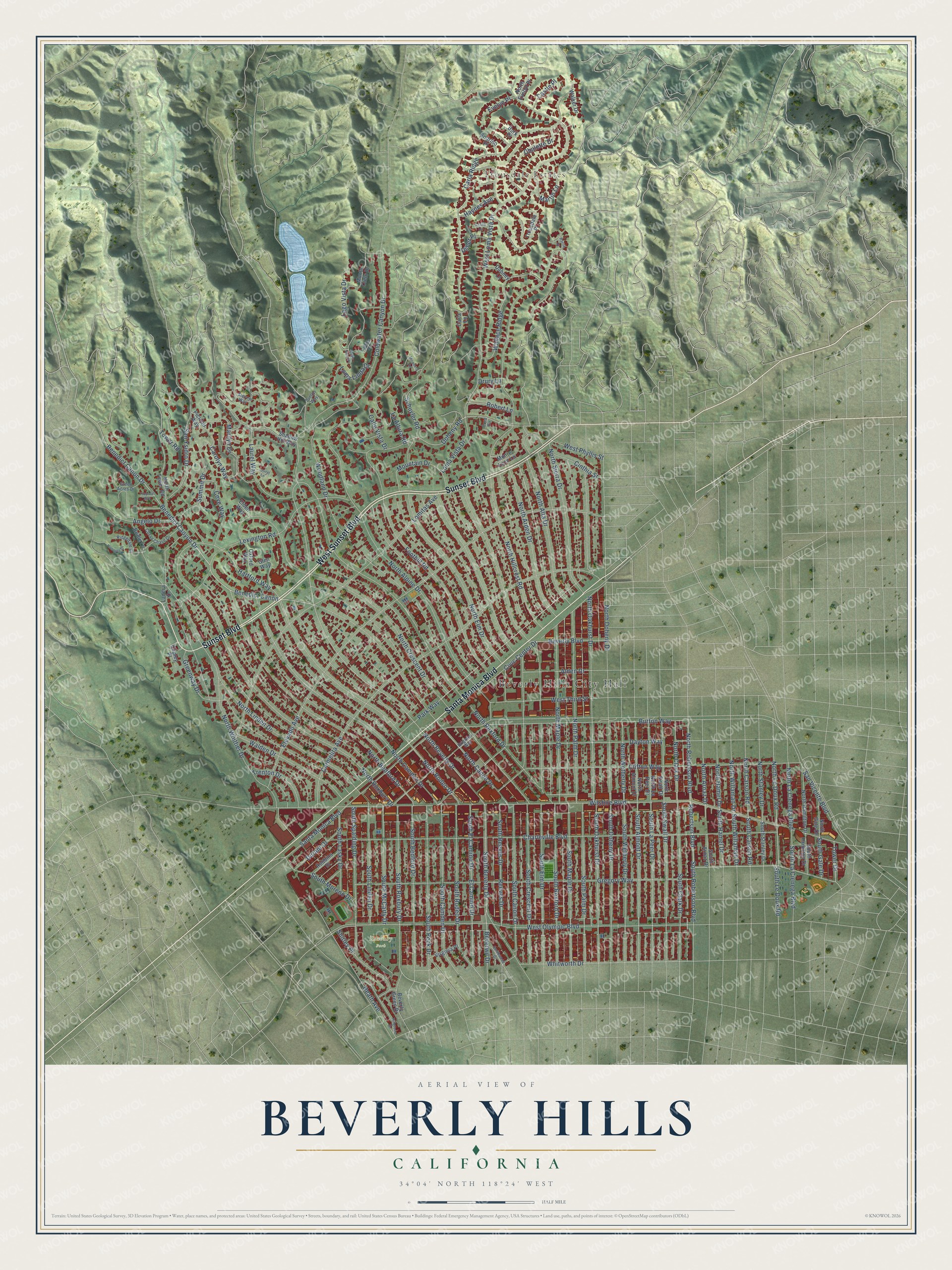 Watermarked full-map preview of Beverly Hills, California