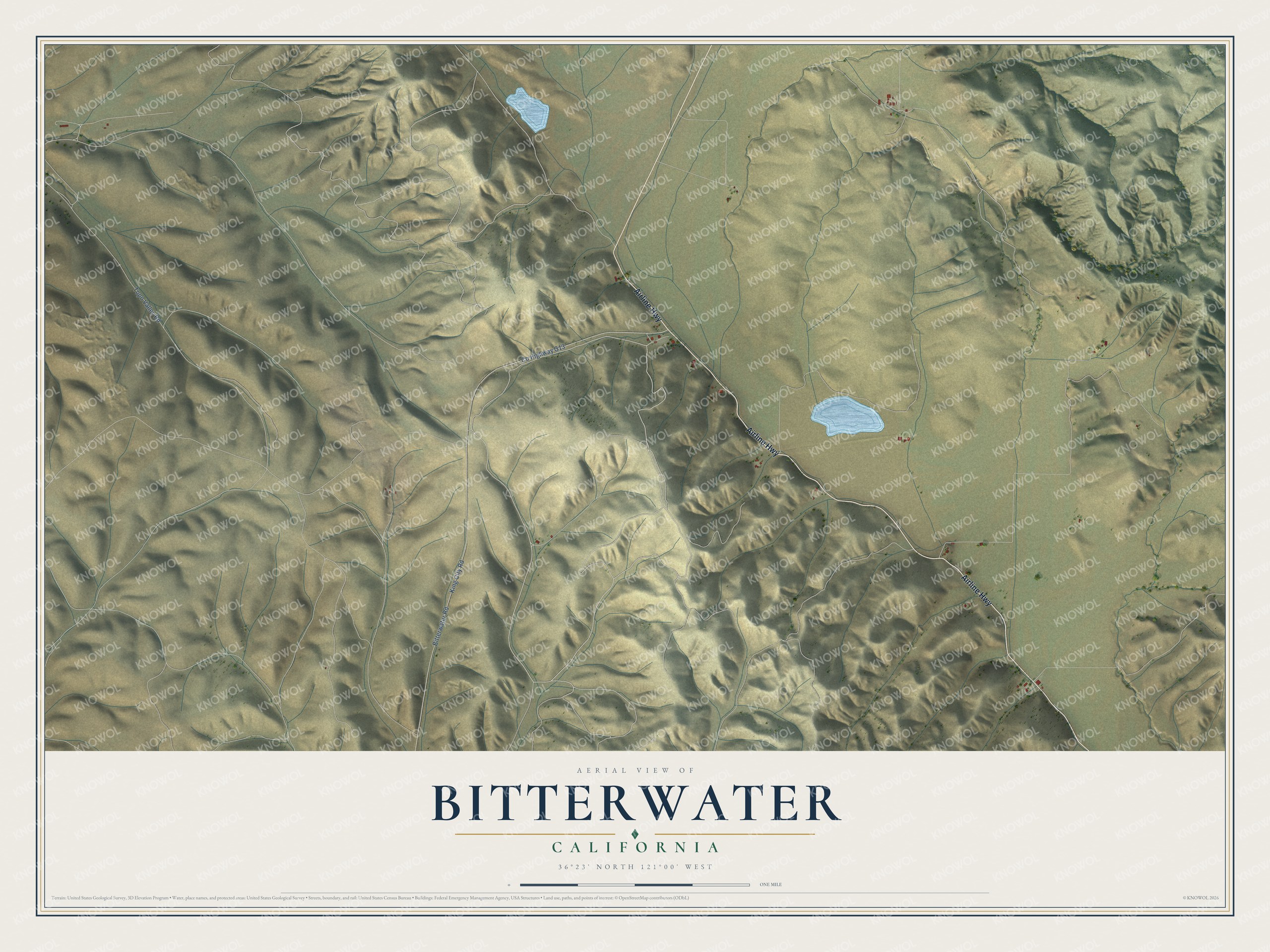 Watermarked full-map preview of Bitterwater, California