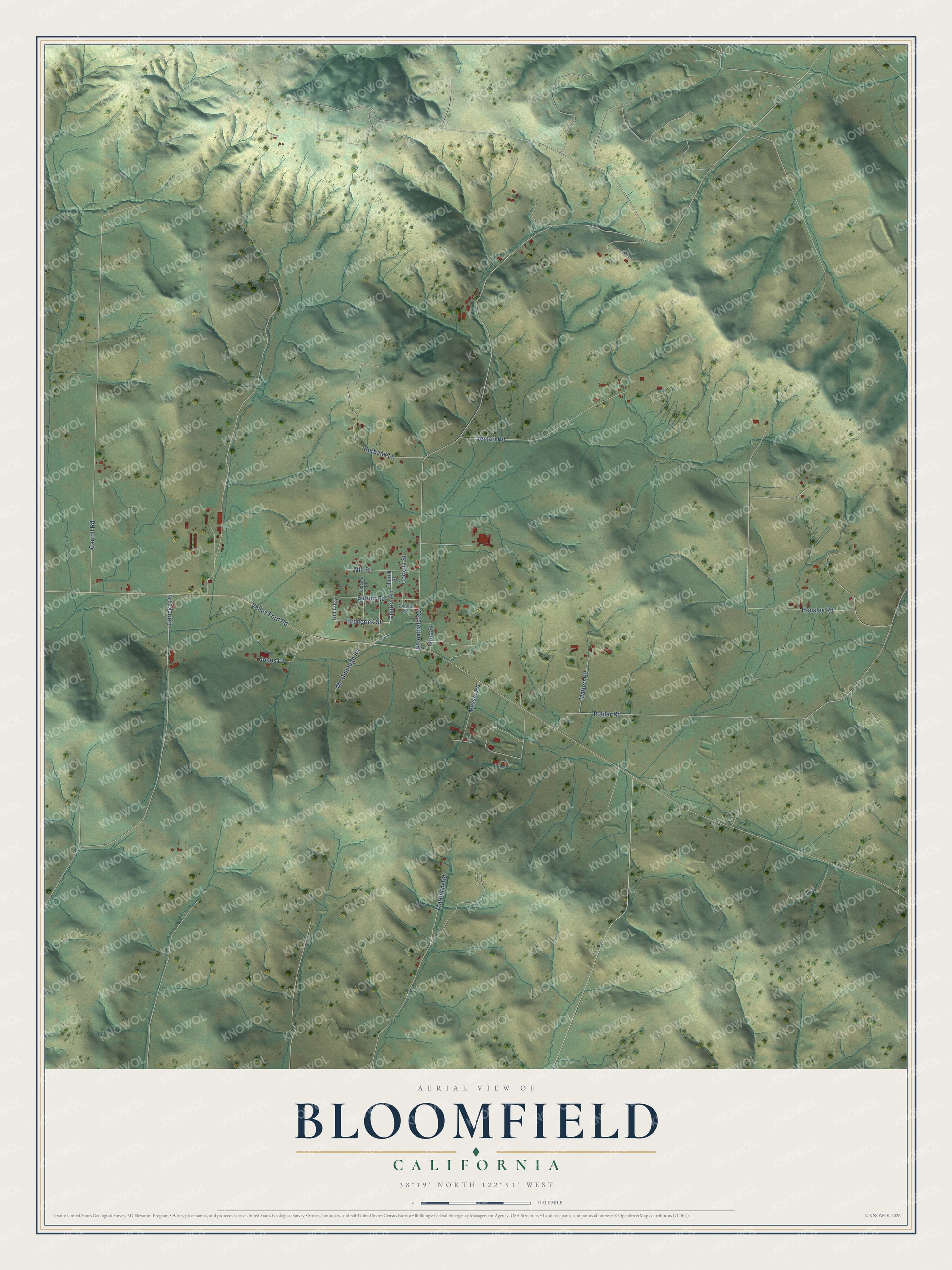 Watermarked full-map preview of Bloomfield, California