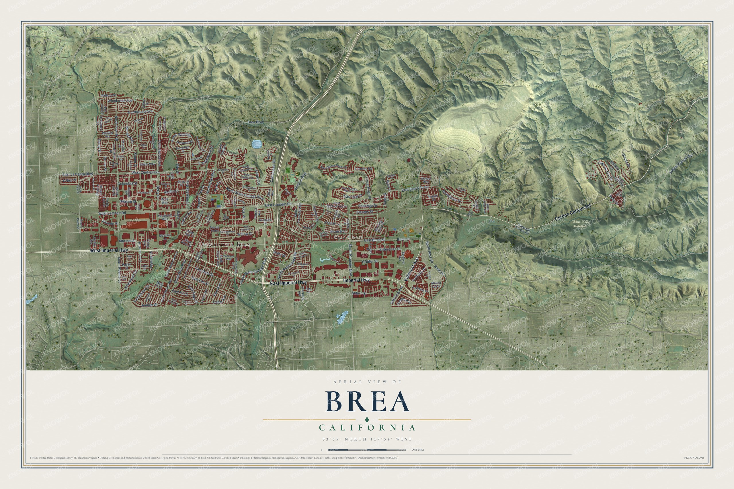Watermarked full-map preview of Brea, California
