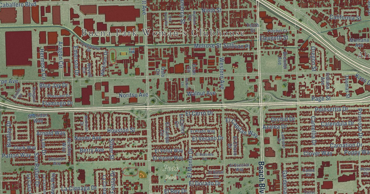 Map of Buena Park, California in 2026