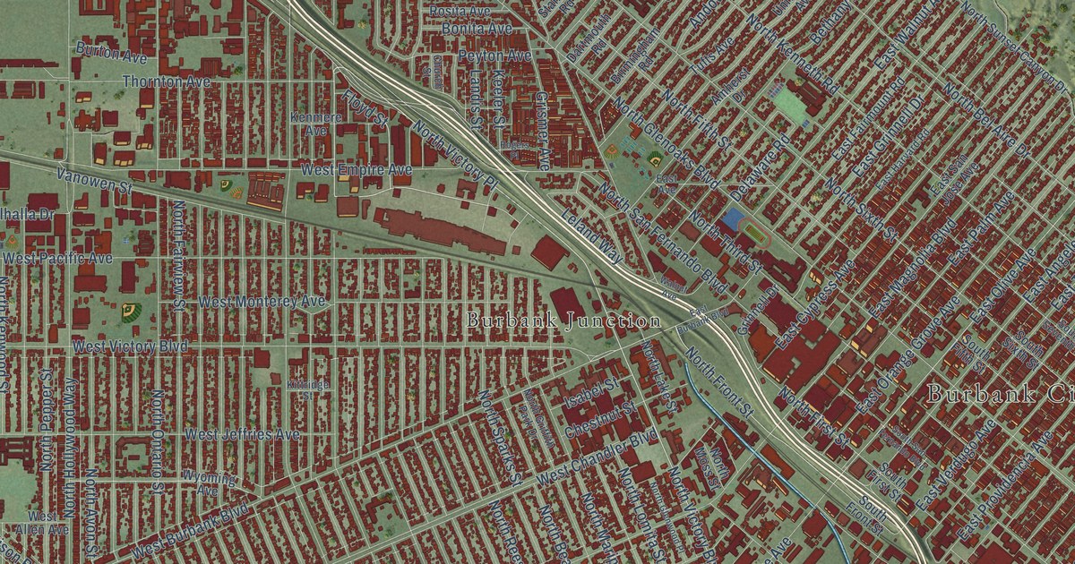 Map of Burbank, California in 2026