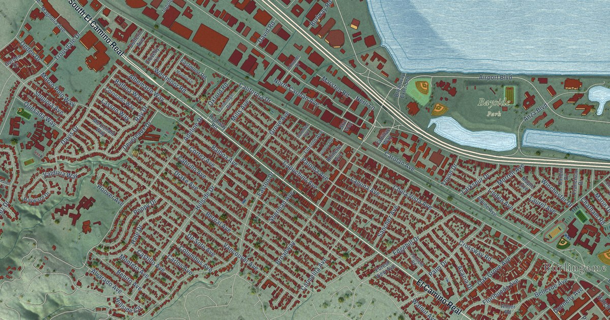 Map of Burlingame, California in 2026
