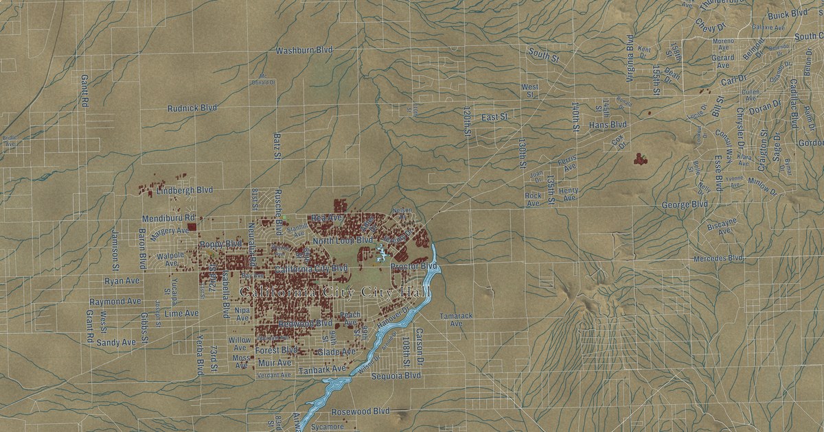 Map of California City, California in 2026