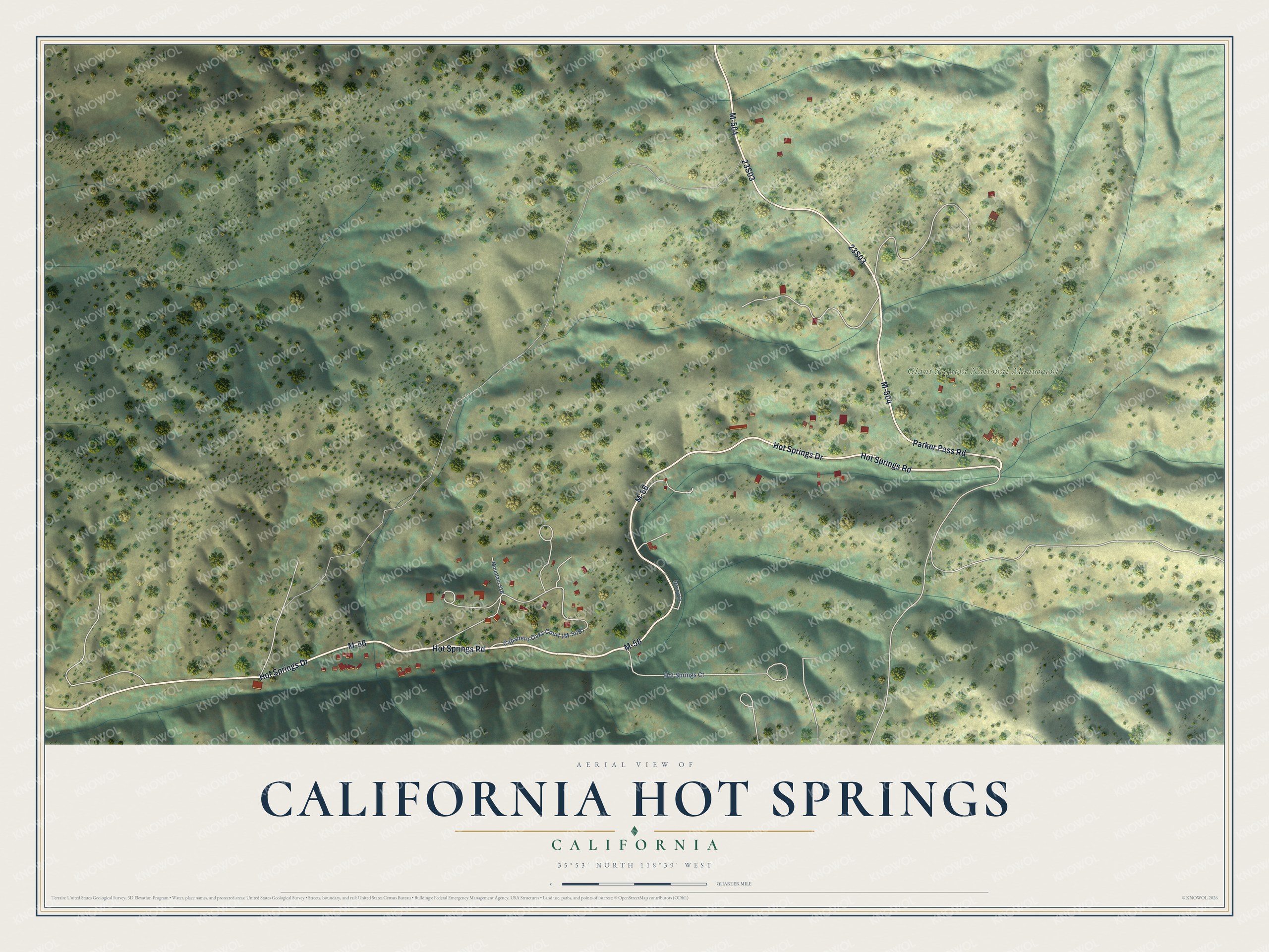 Watermarked full-map preview of California Hot Springs, California