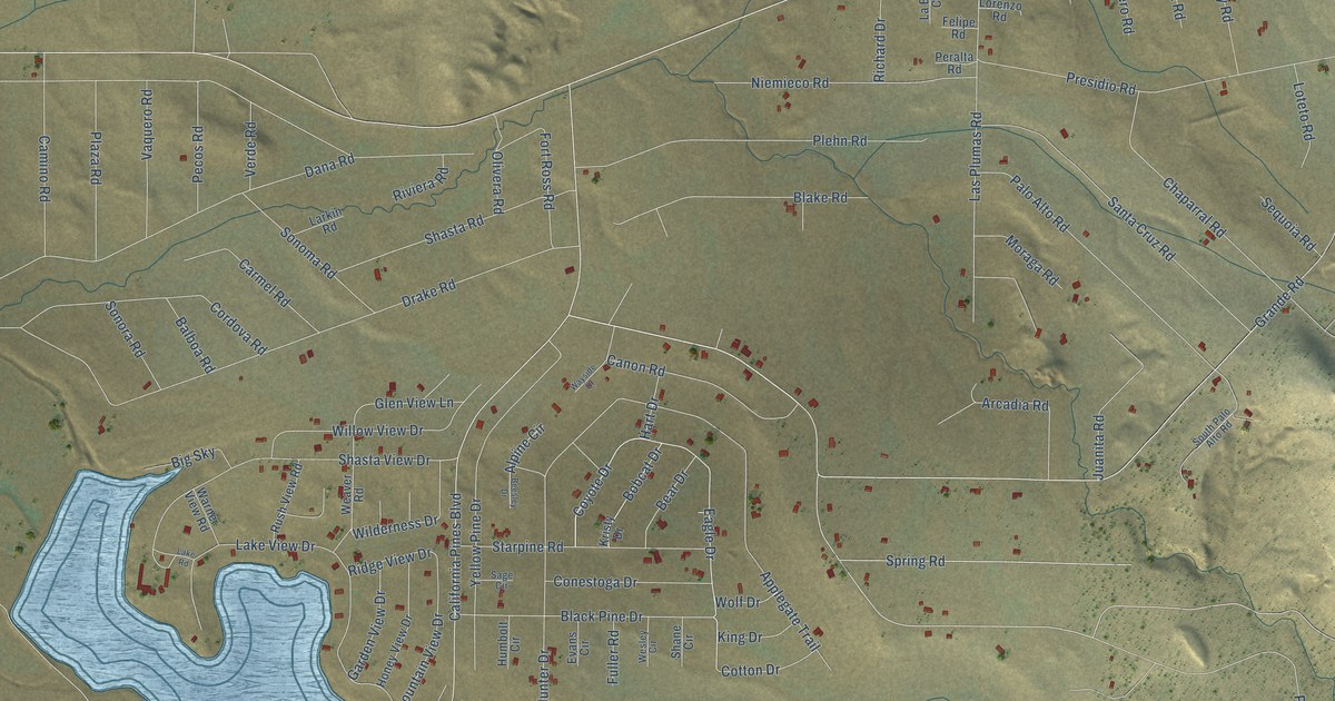 Map of California Pines, California in 2026