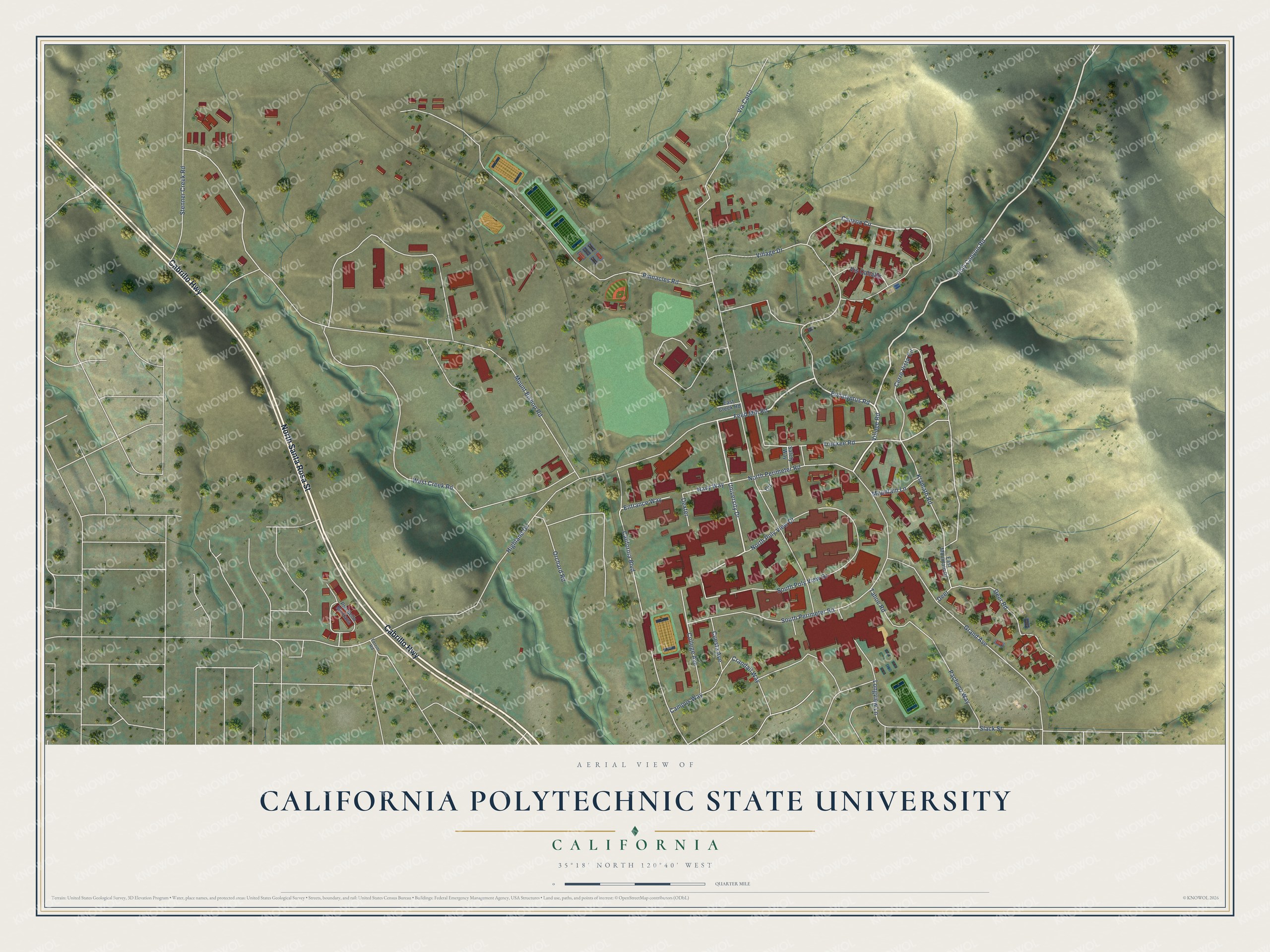 Watermarked full-map preview of California Polytechnic State University, California
