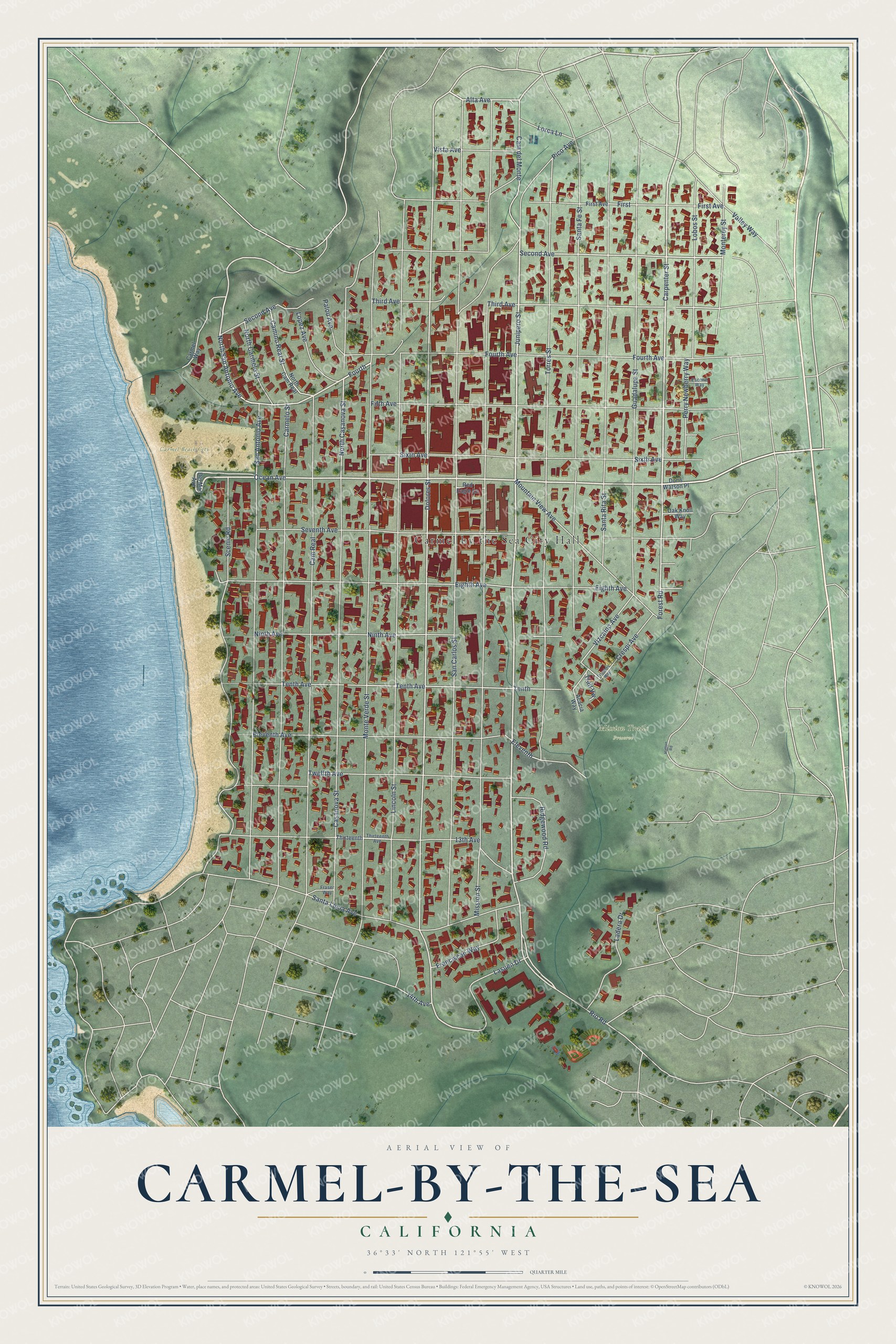 Watermarked full-map preview of Carmel-by-the-Sea, California