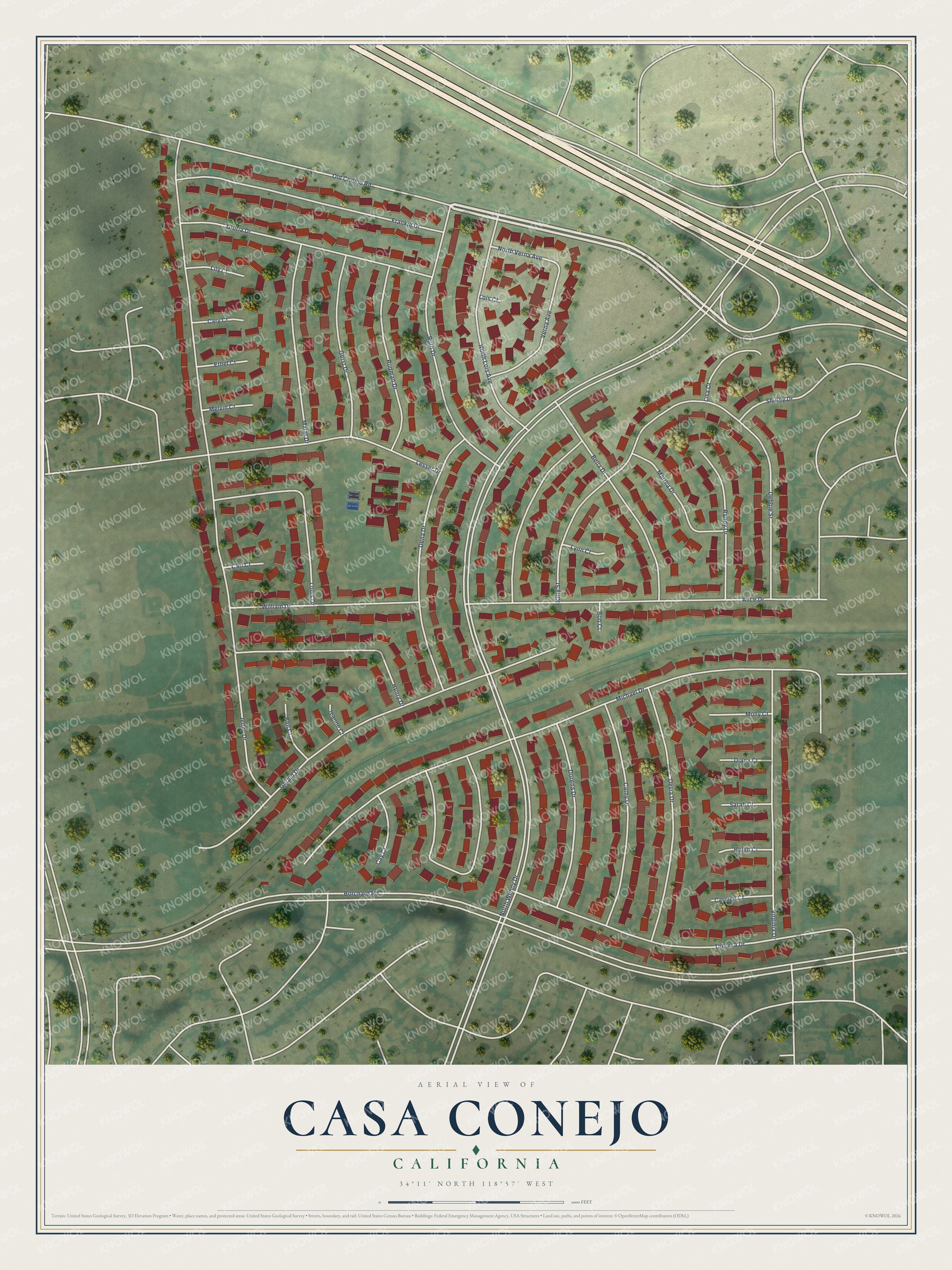 Watermarked full-map preview of Casa Conejo, California