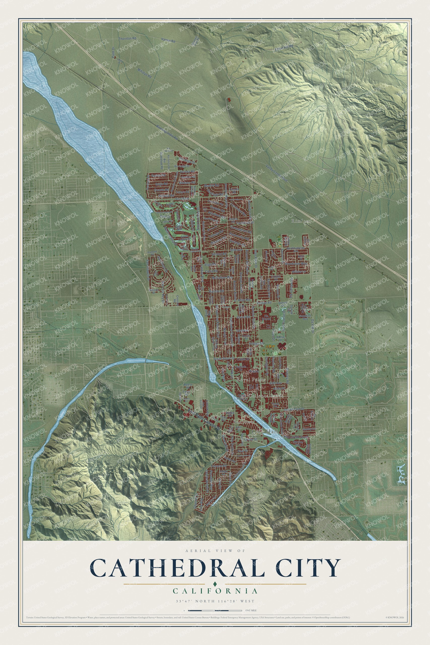 Watermarked full-map preview of Cathedral City, California