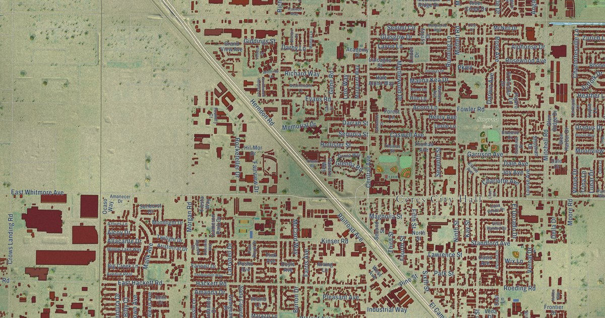 Map of Ceres, California in 2026