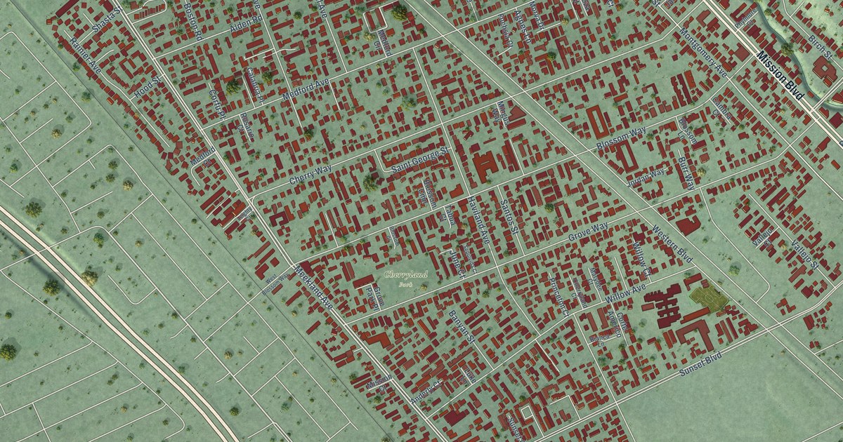 Map of Cherryland, California in 2026