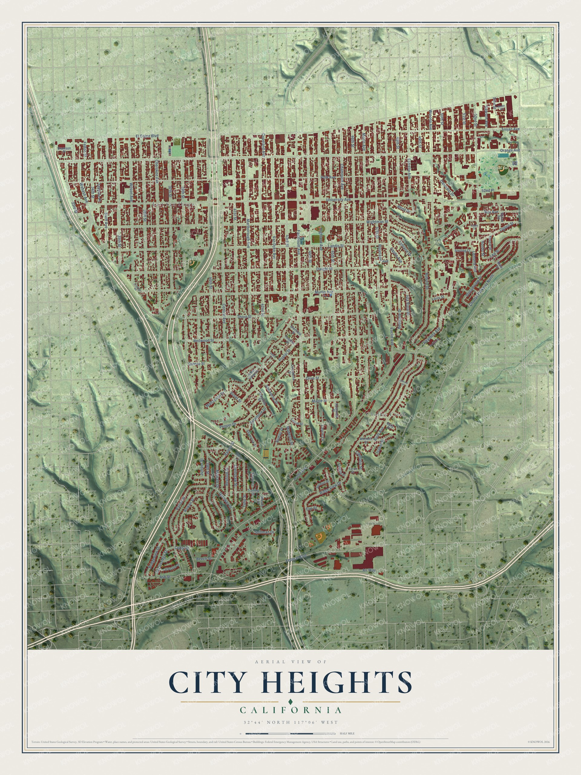 Watermarked full-map preview of City Heights, California