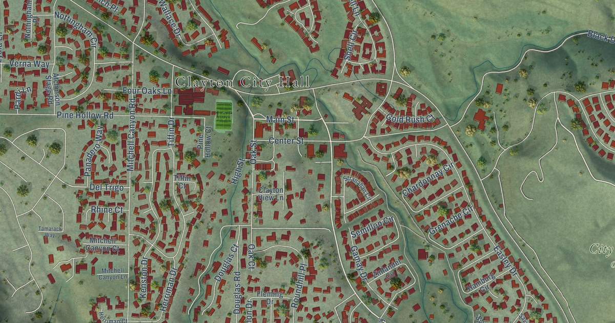 Map of Clayton, California in 2026