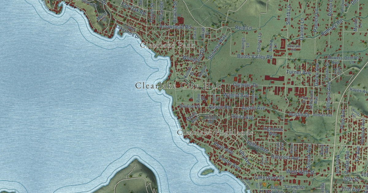 Map of Clearlake, California in 2026