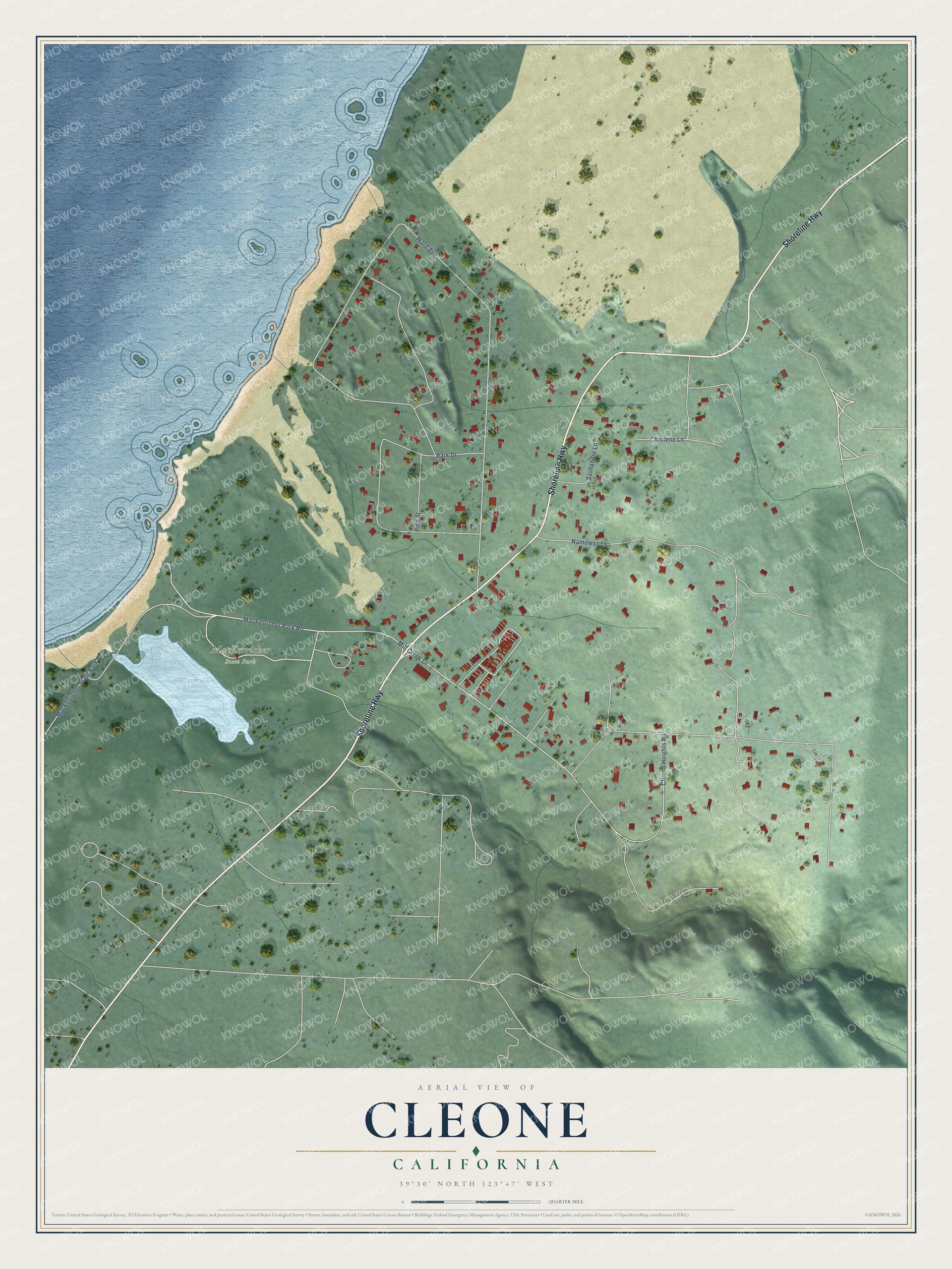 Watermarked full-map preview of Cleone, California