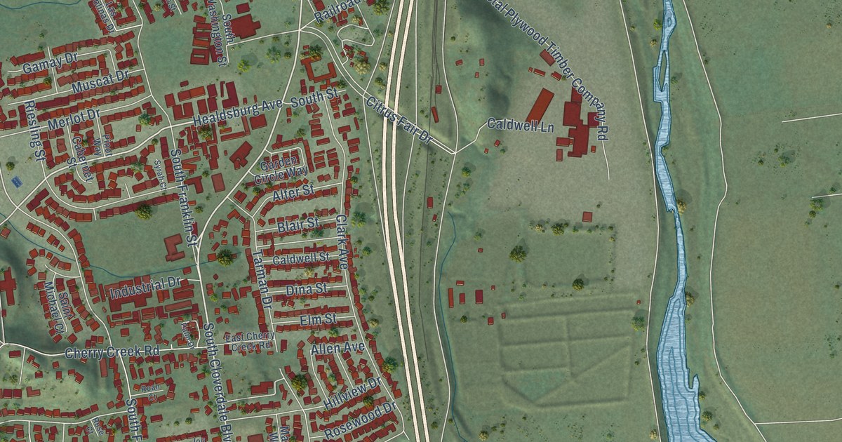Map of Cloverdale, California in 2026