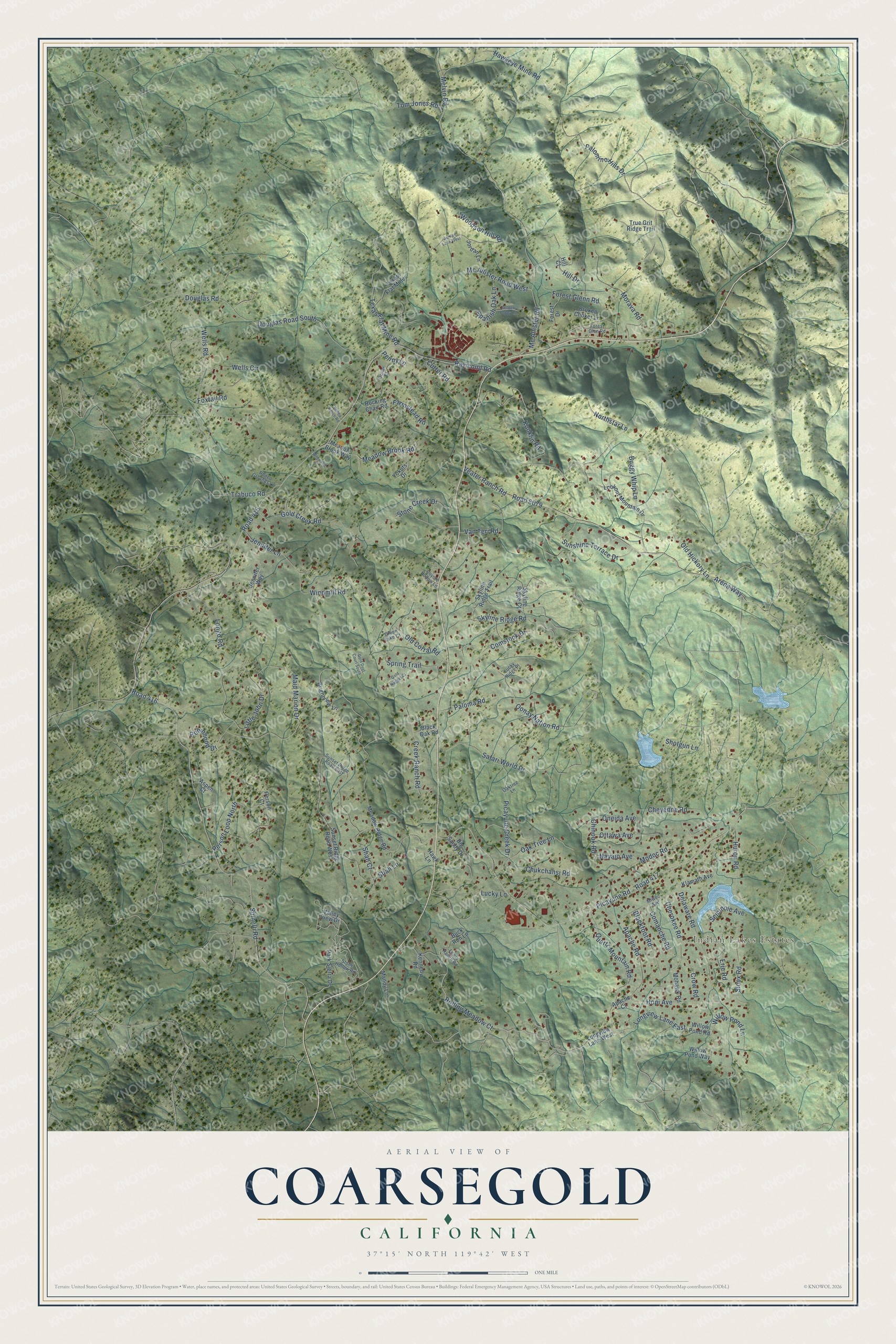 Watermarked full-map preview of Coarsegold, California
