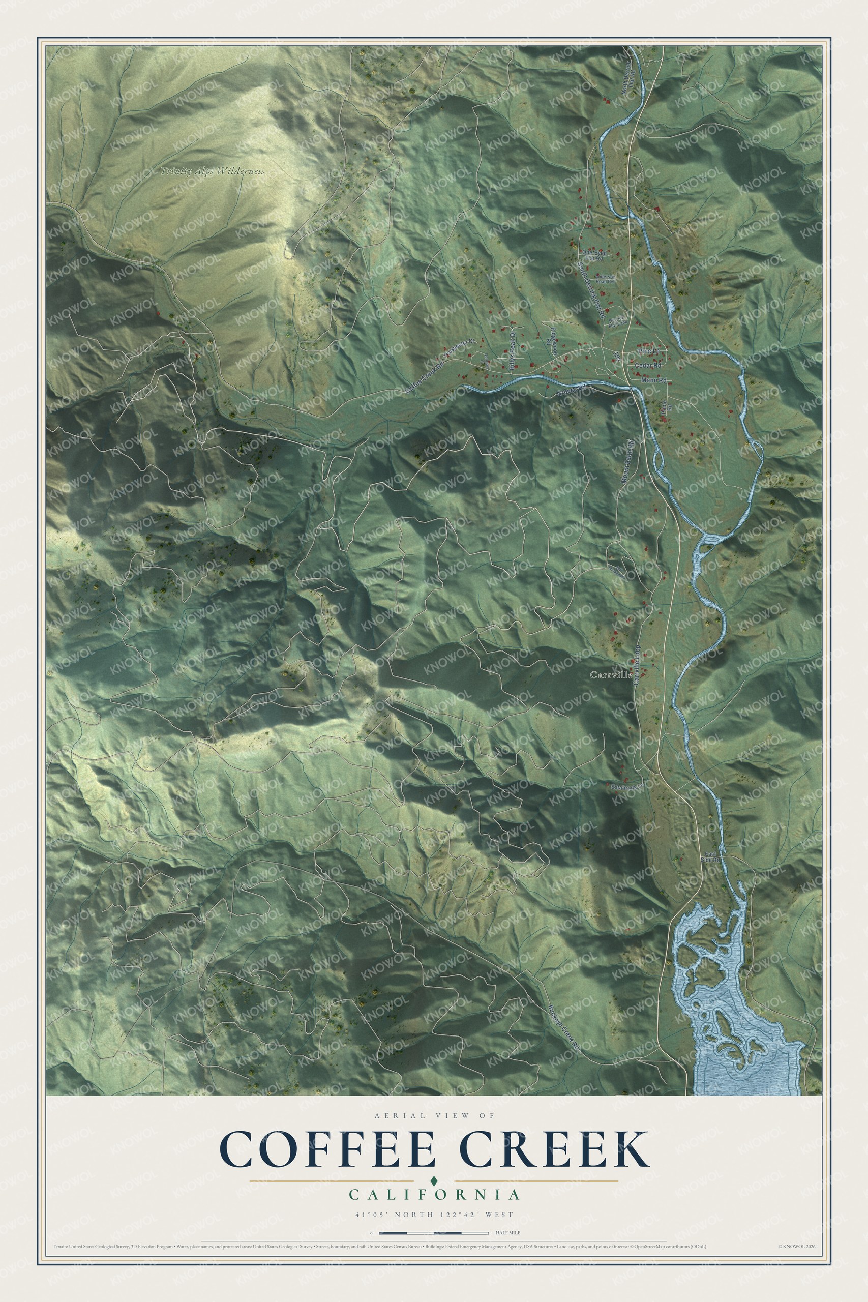 Watermarked full-map preview of Coffee Creek, California