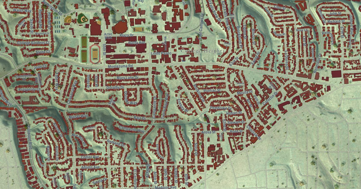 Map of College Area, California in 2026