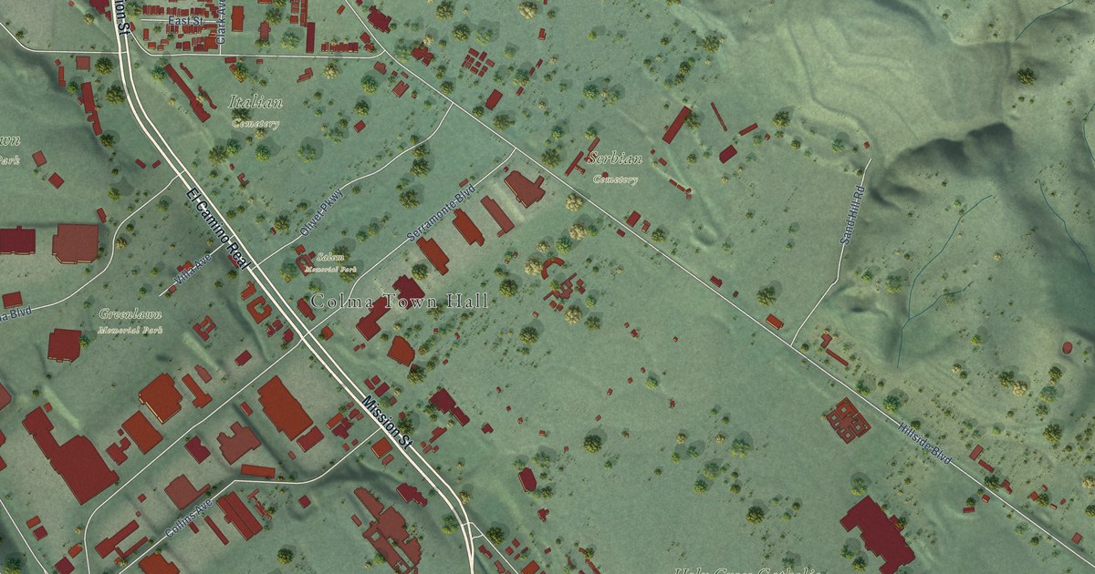 Map of Colma, California in 2026