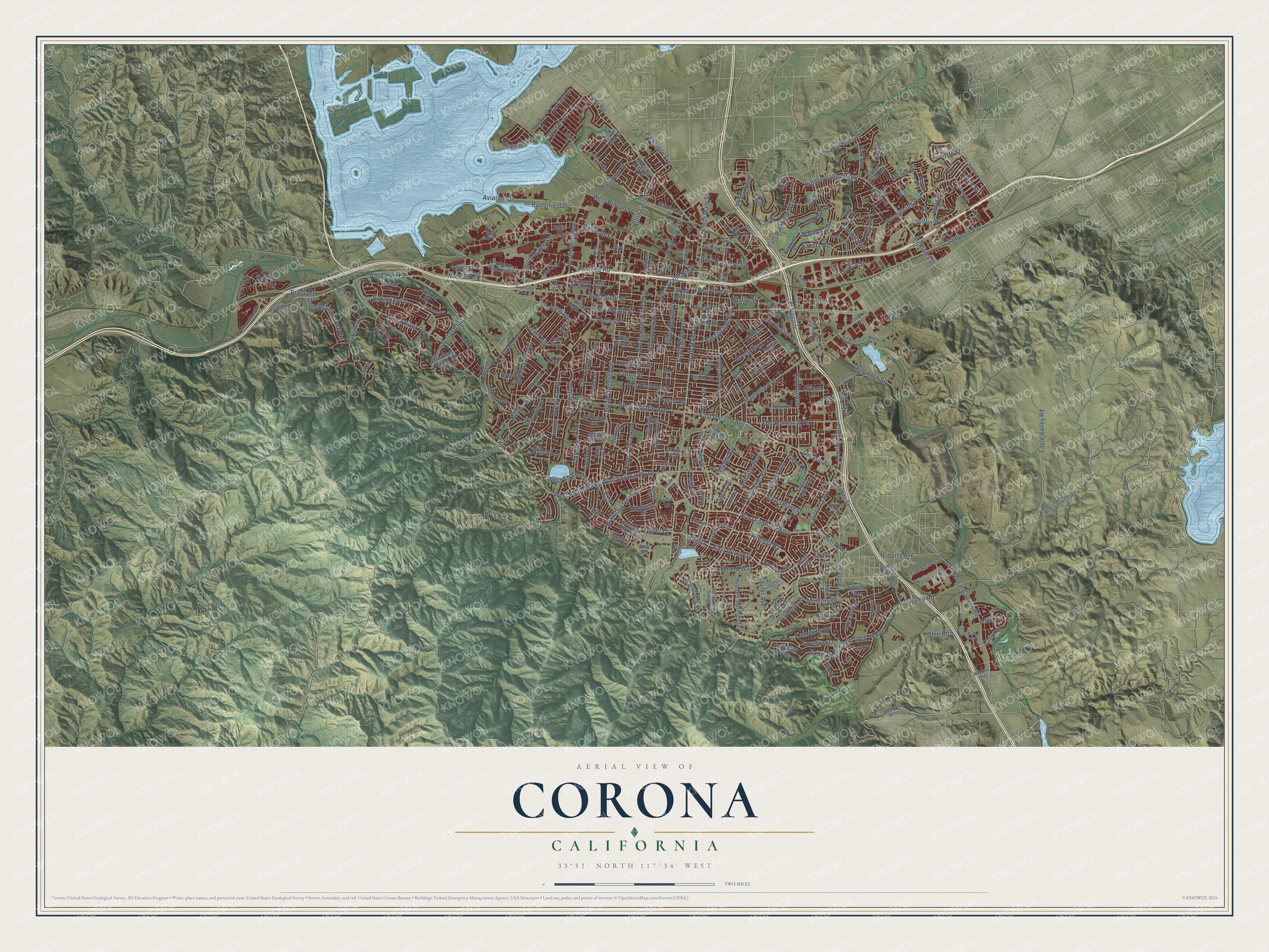 Watermarked full-map preview of Corona, California