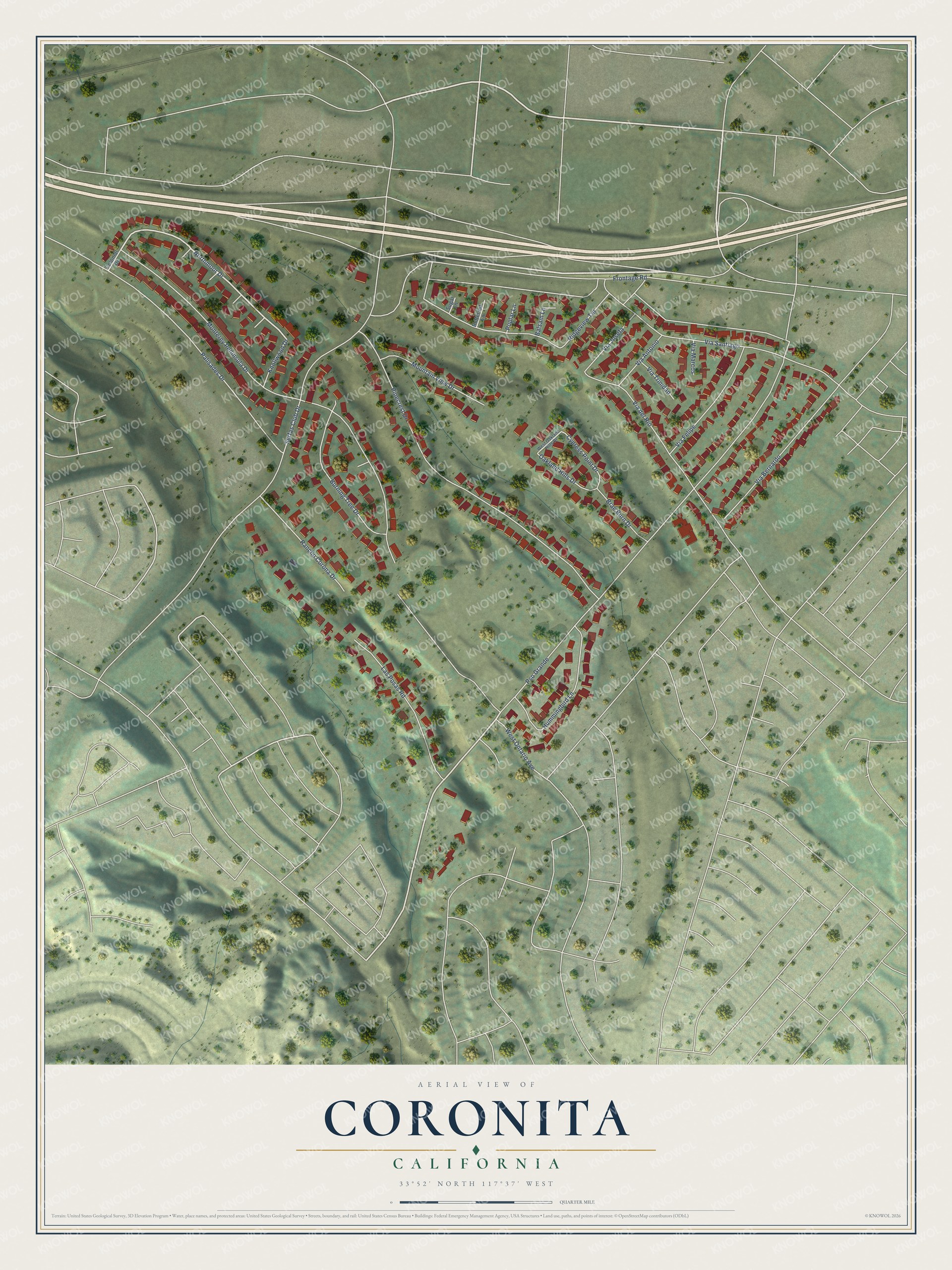 Watermarked full-map preview of Coronita, California