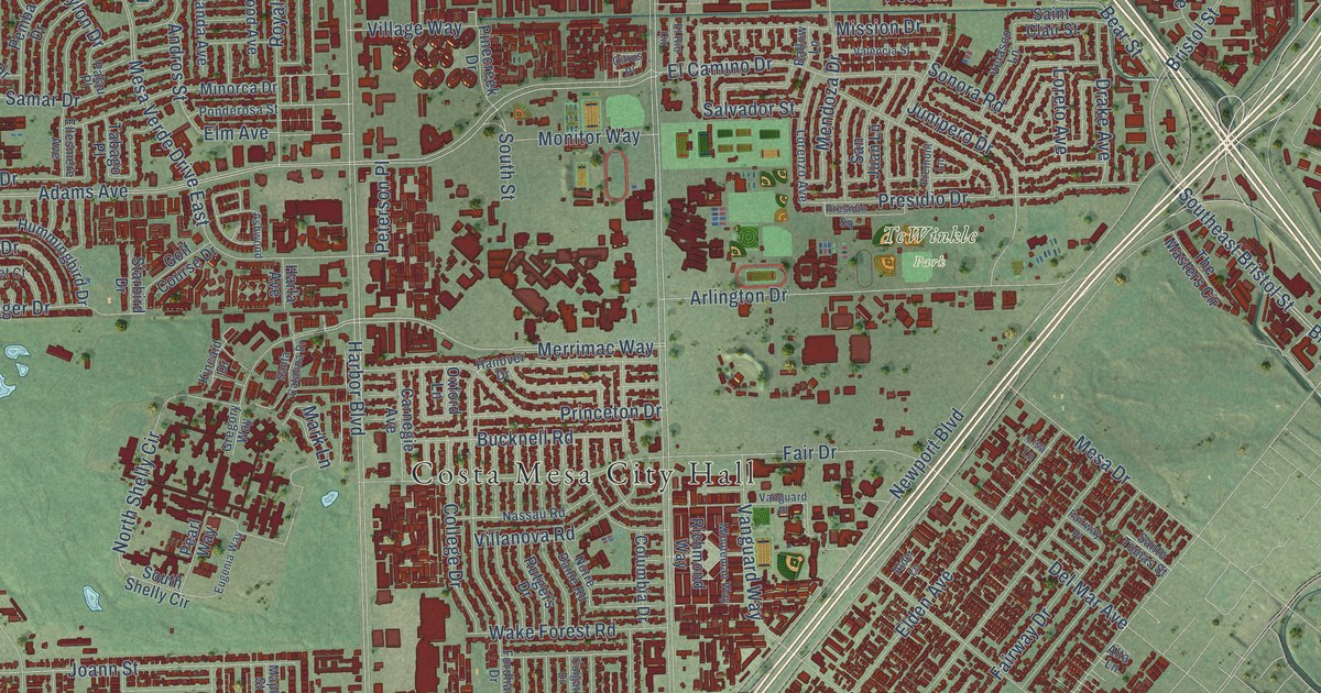 Map of Costa Mesa, California in 2026