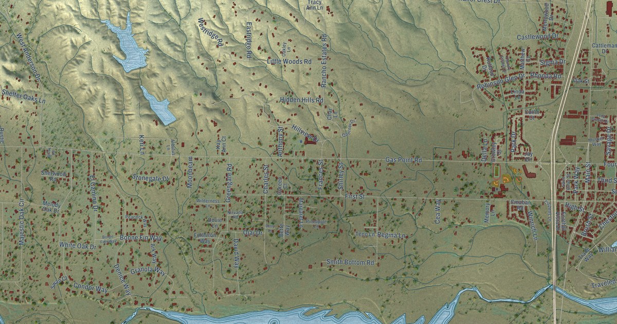 Map of Cottonwood, California in 2026