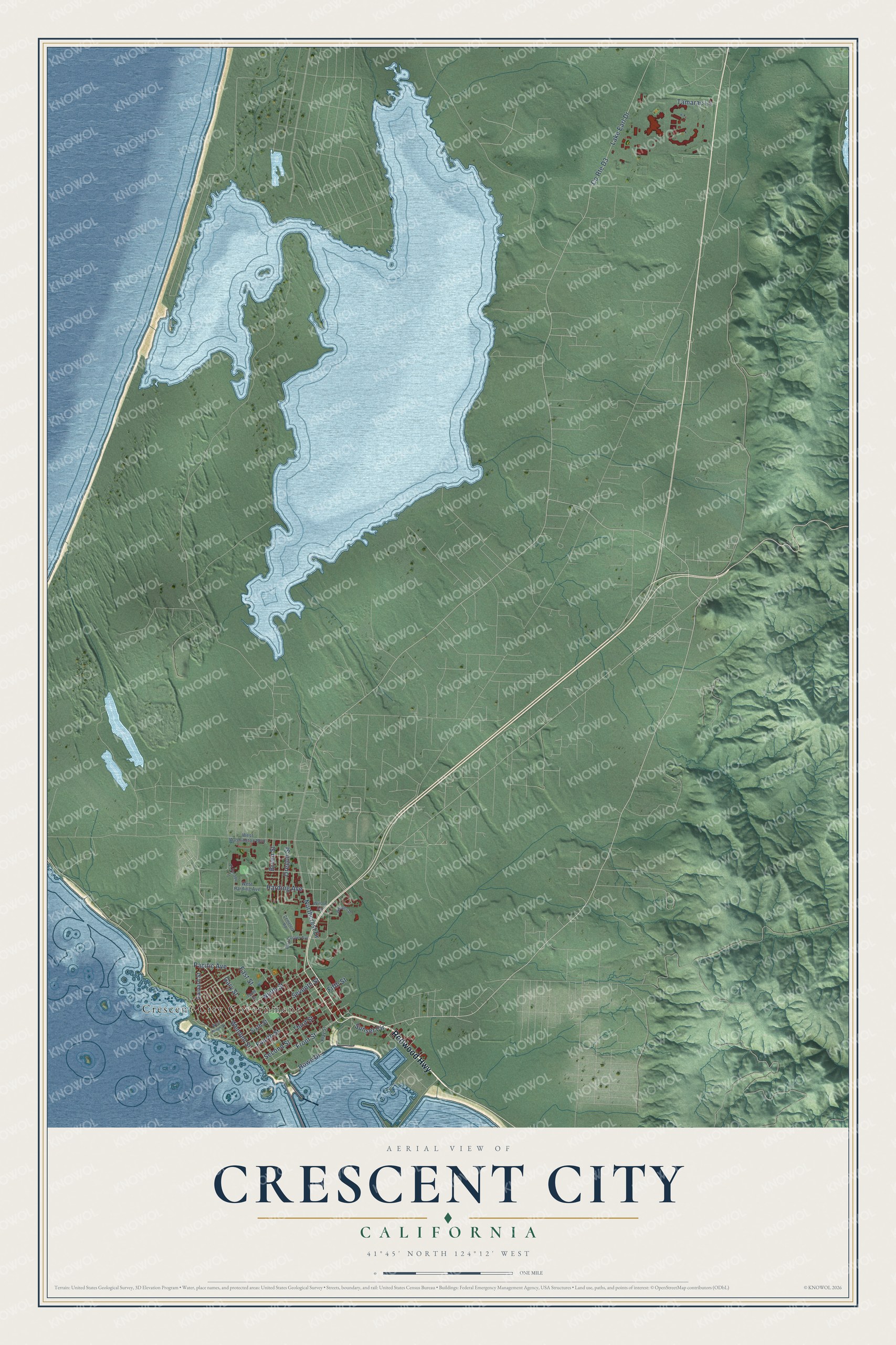 Watermarked full-map preview of Crescent City, California