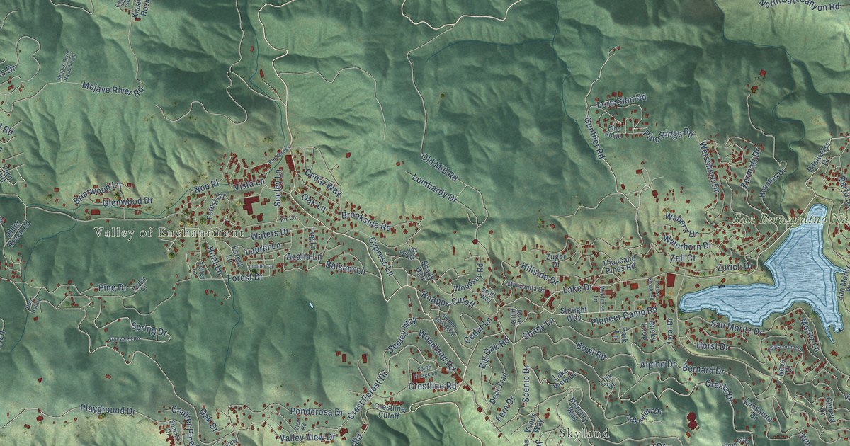 Map of Crestline, California in 2026